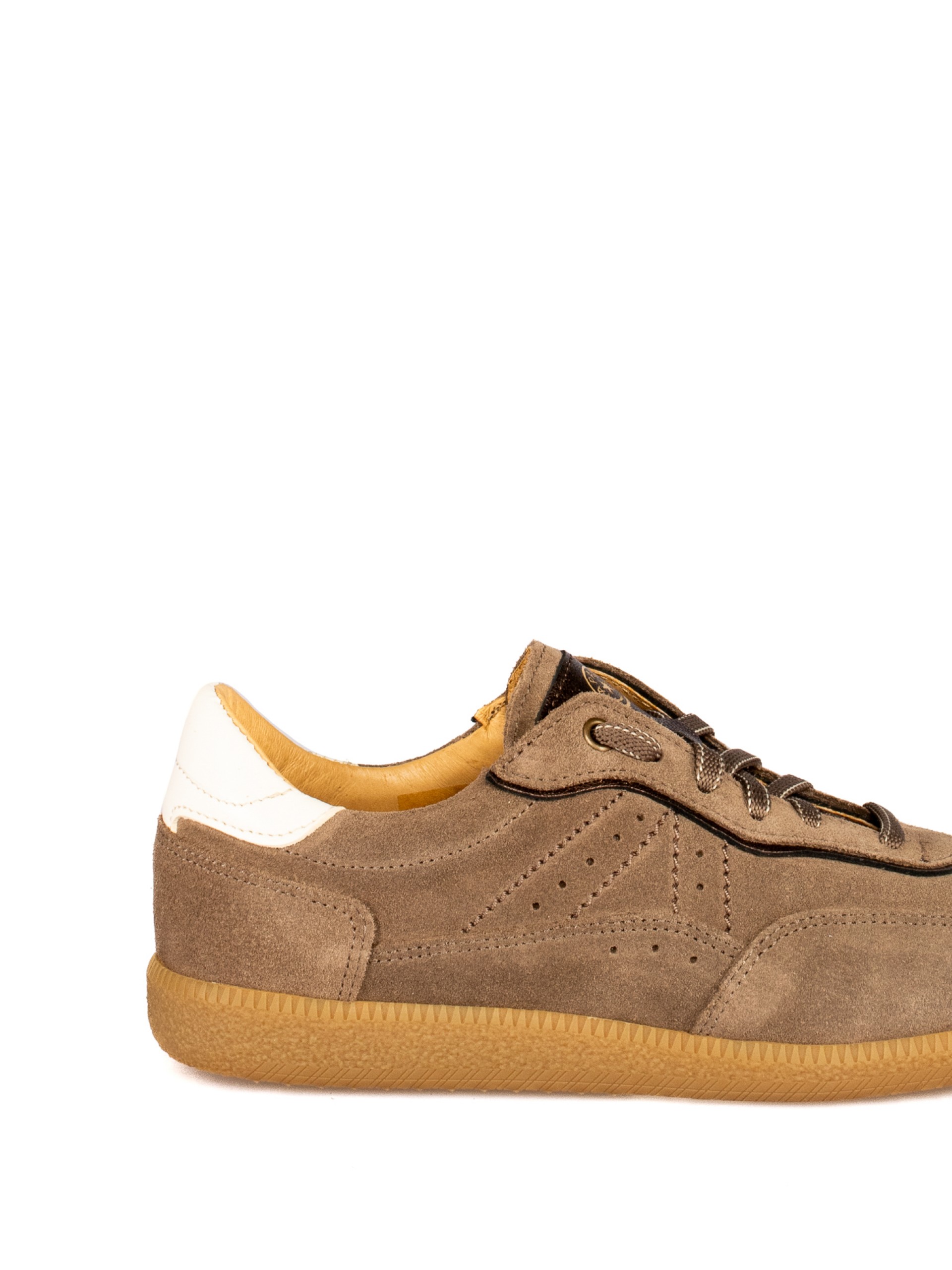 Suede sports shoes with leather detail