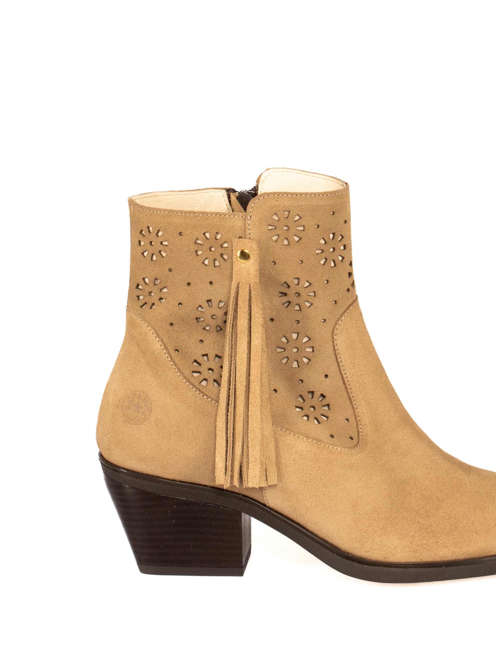 Suede Texan Ankle Boots with Fringes