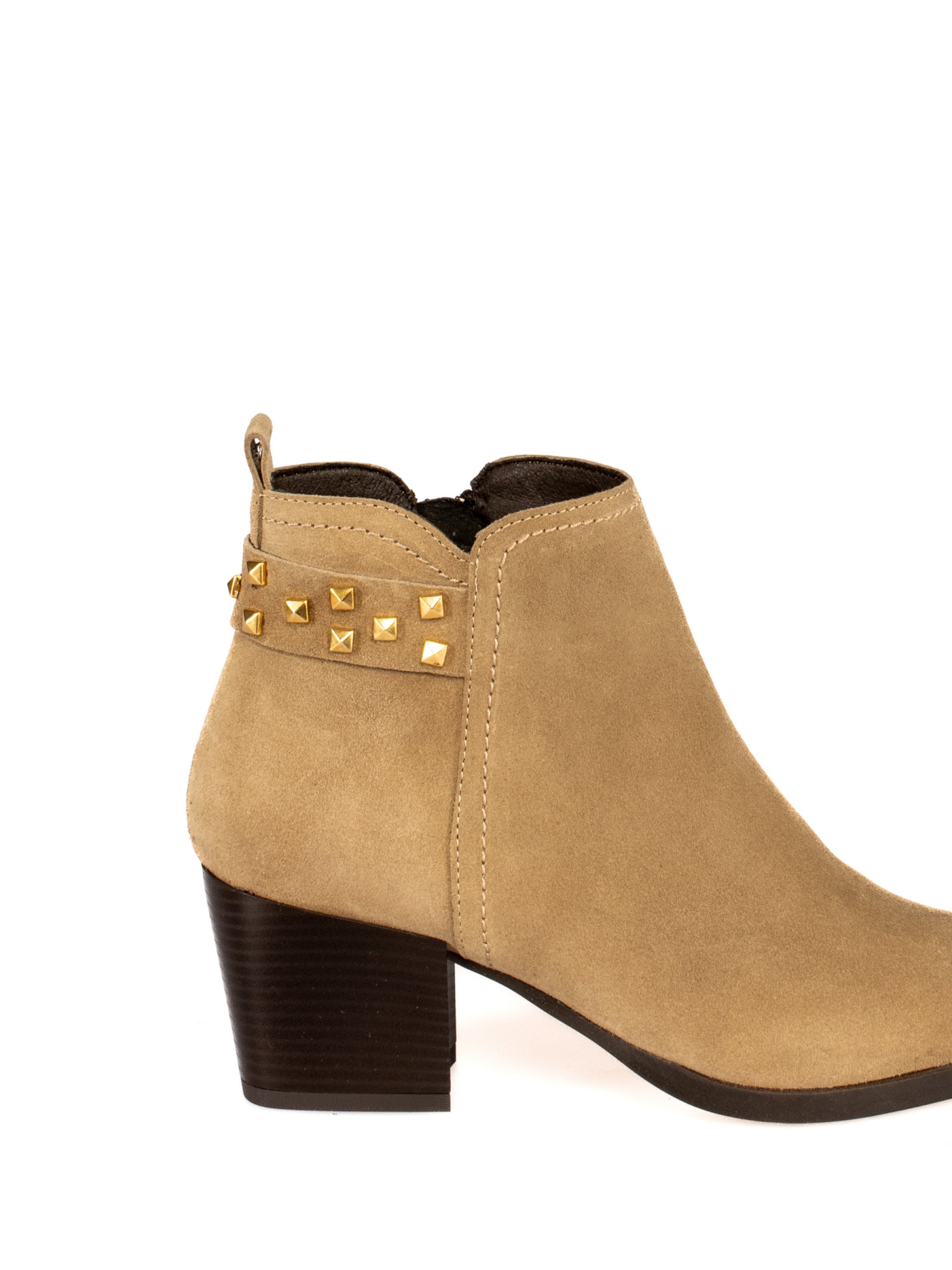 Suede ankle boots with studded strap