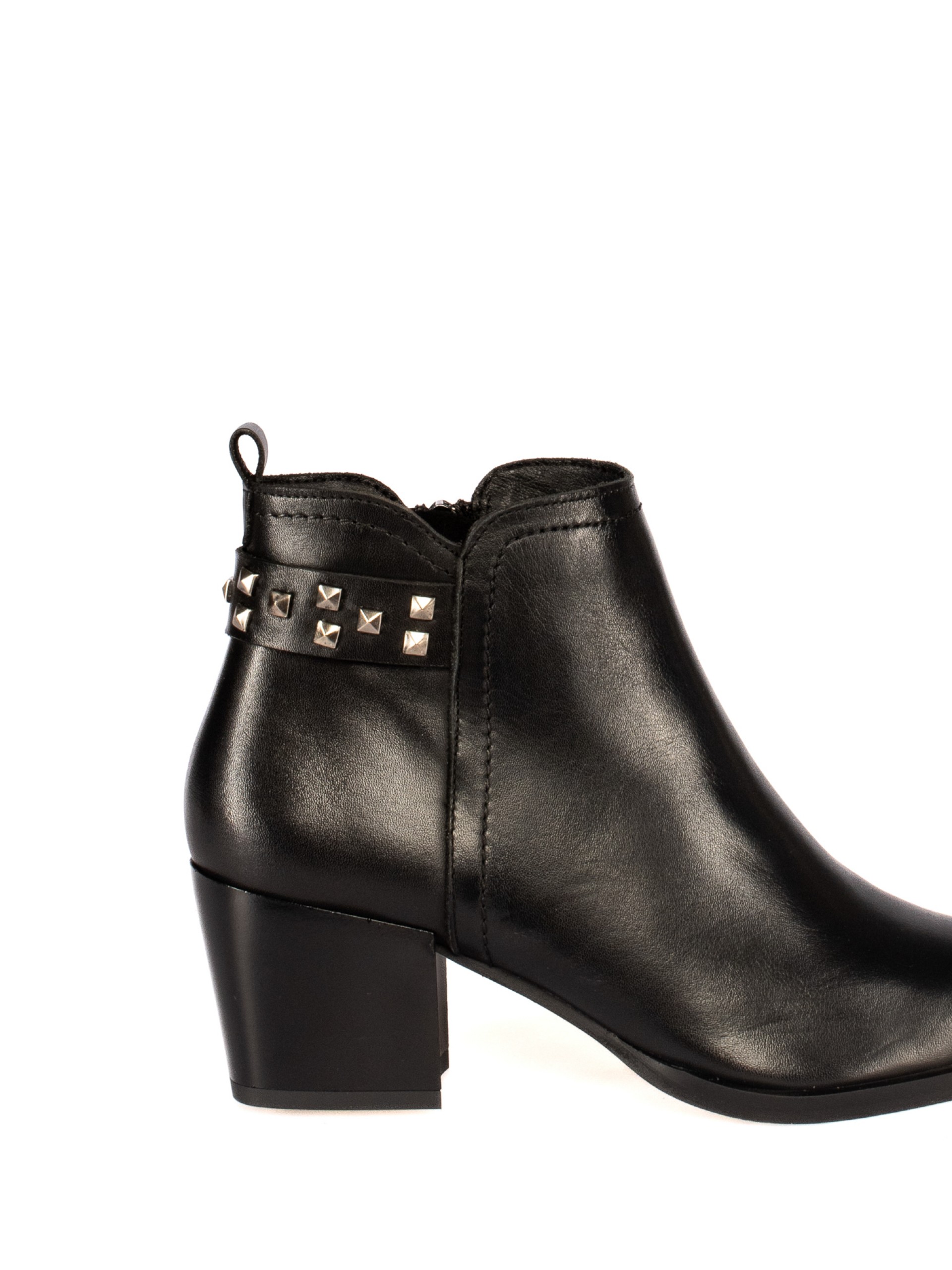 Leather ankle boots with studded straps