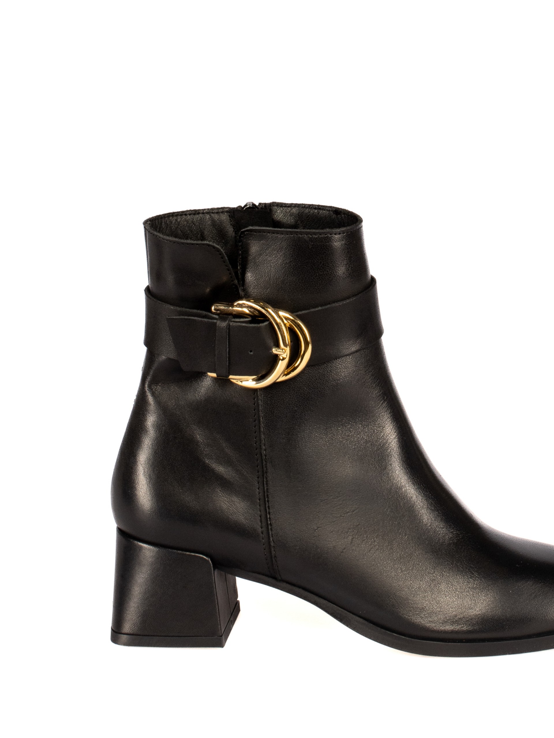 Leather Buckle Ankle Boots
