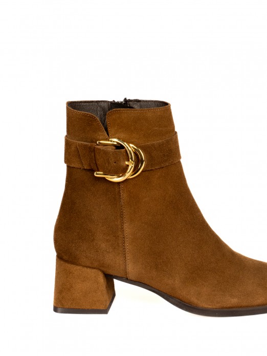 Suede Buckle Ankle Boots