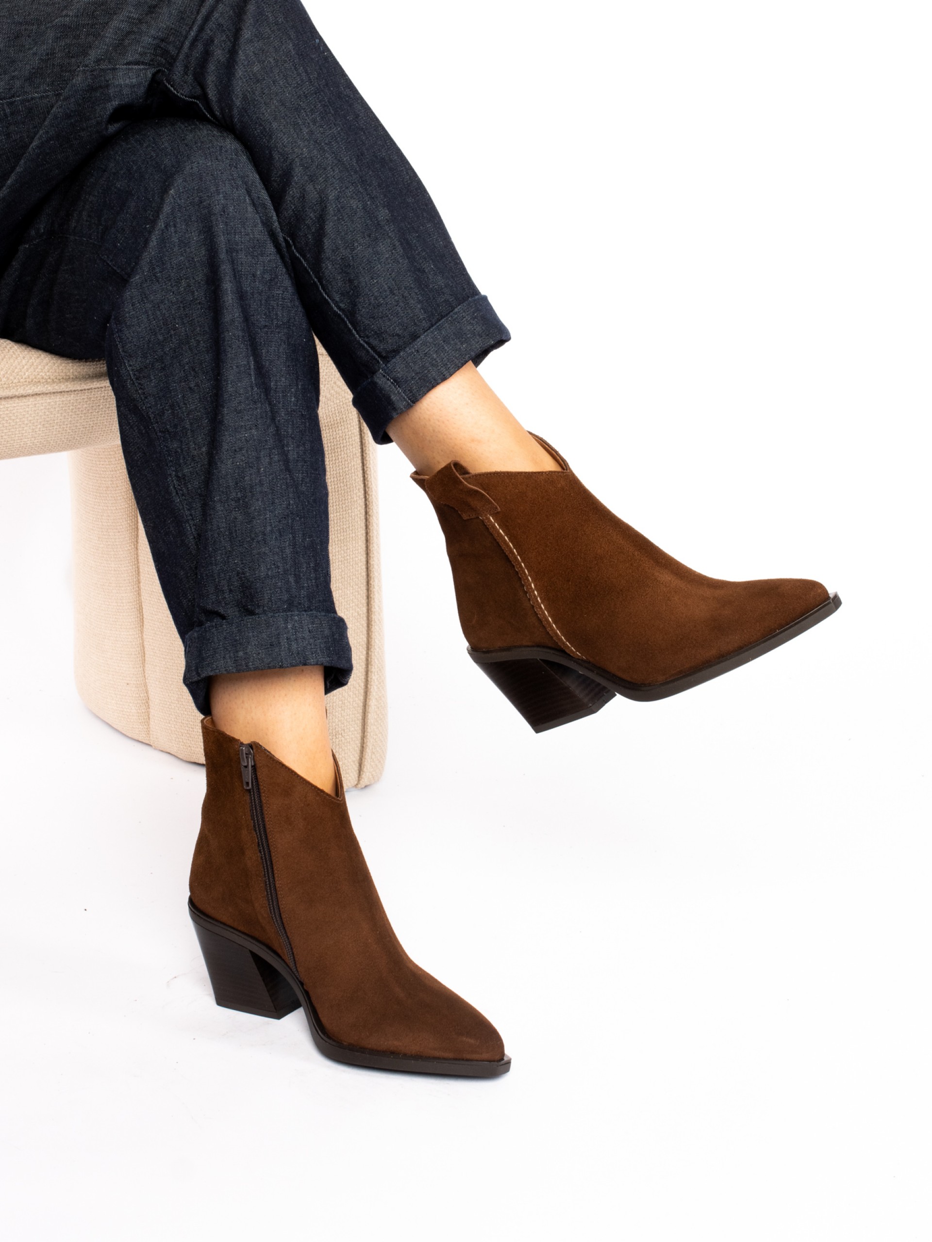 Suede Texan Ankle Boots