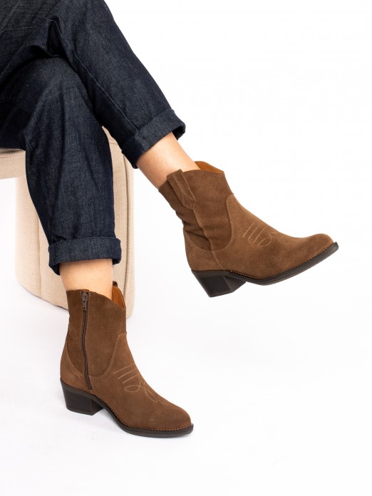 Suede Western Ankle Boots