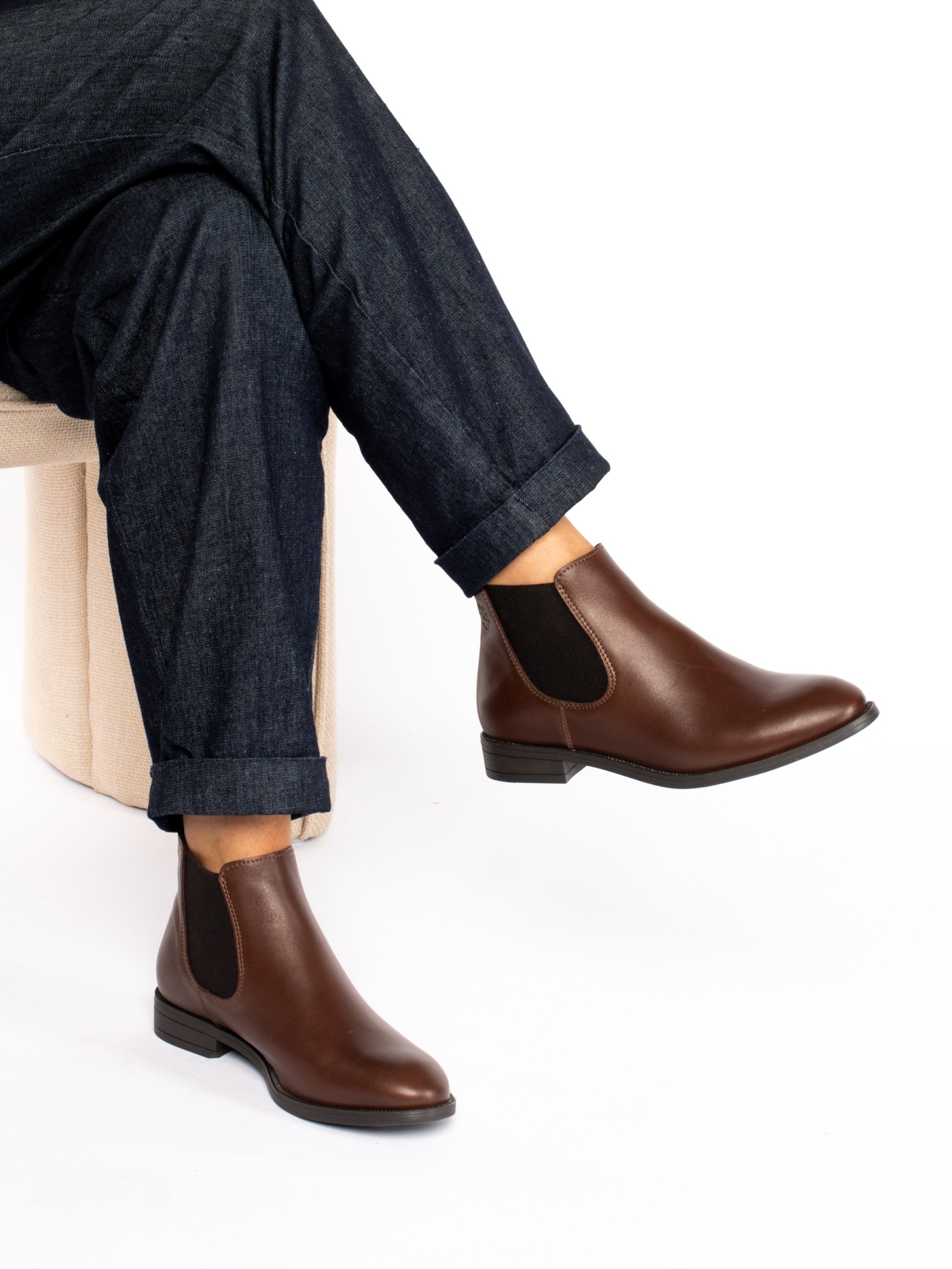 Leather Elastic Ankle Boot