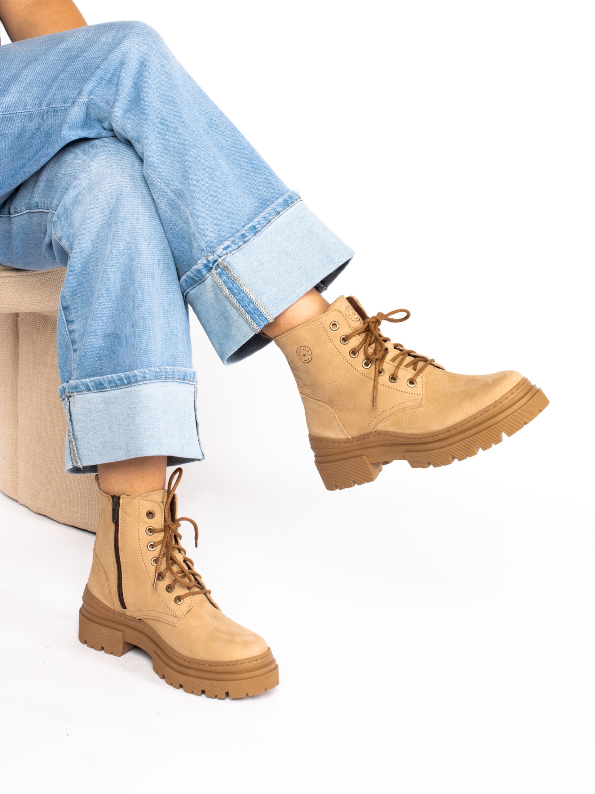 Military ankle boots with high soles