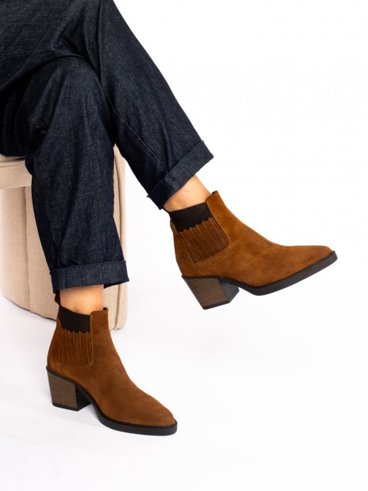 Suede Ankle Boot with Elastic