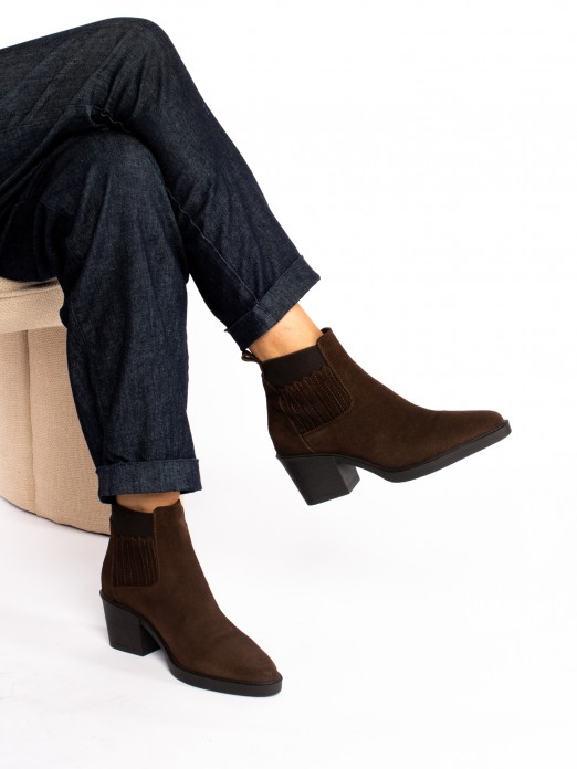 Suede Ankle Boot with Elastic