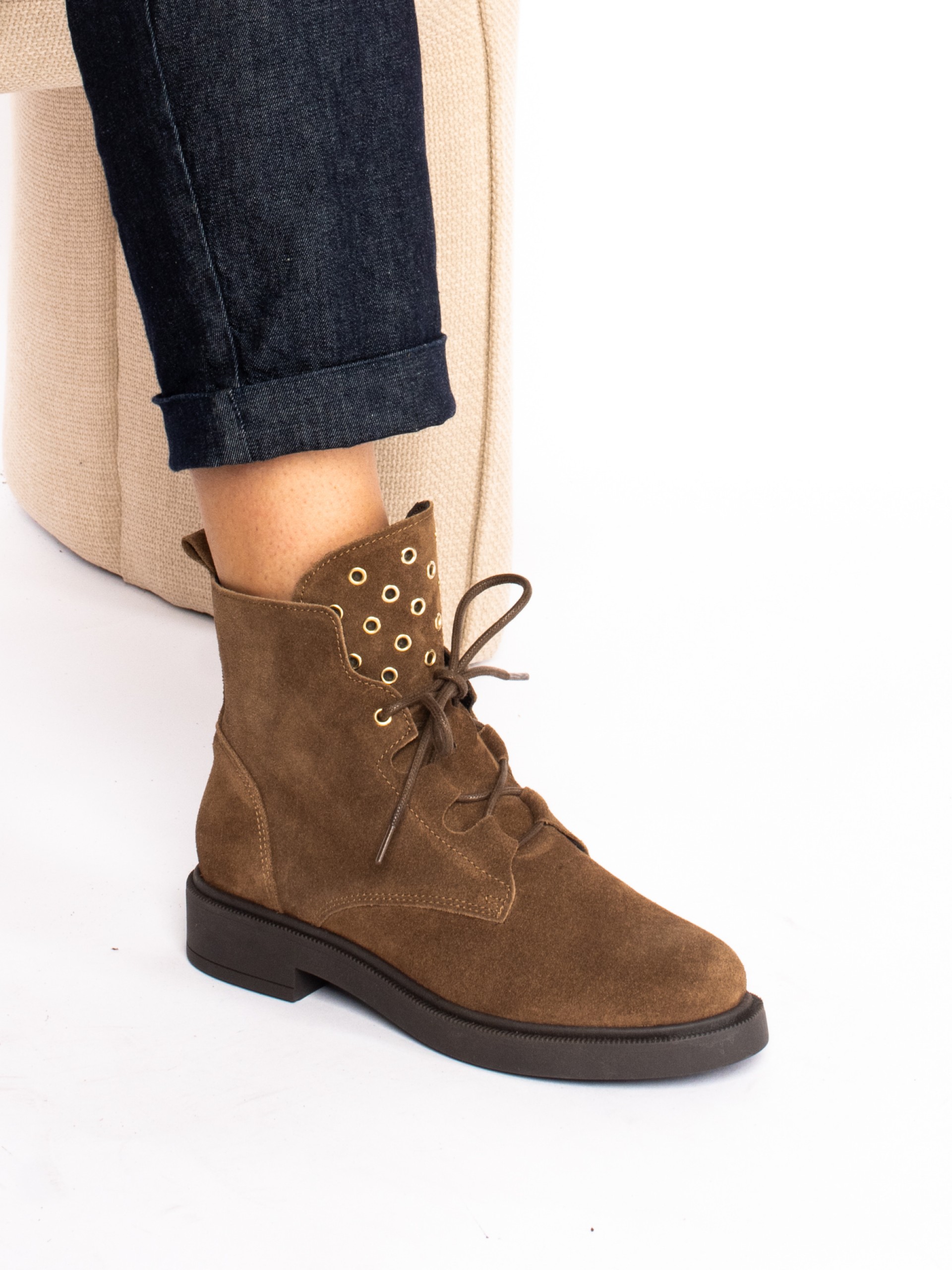 Suede lace-up boots