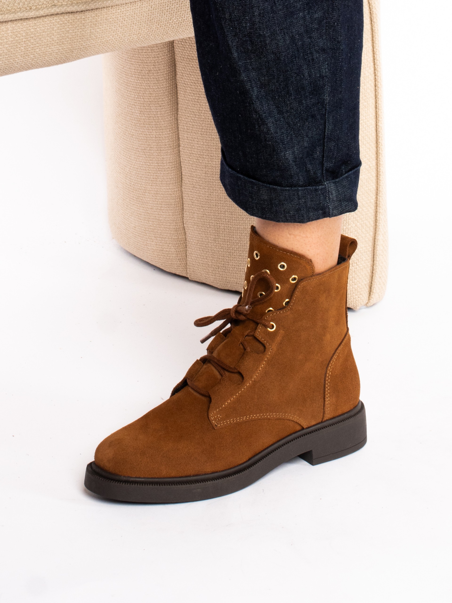 Suede lace-up boots