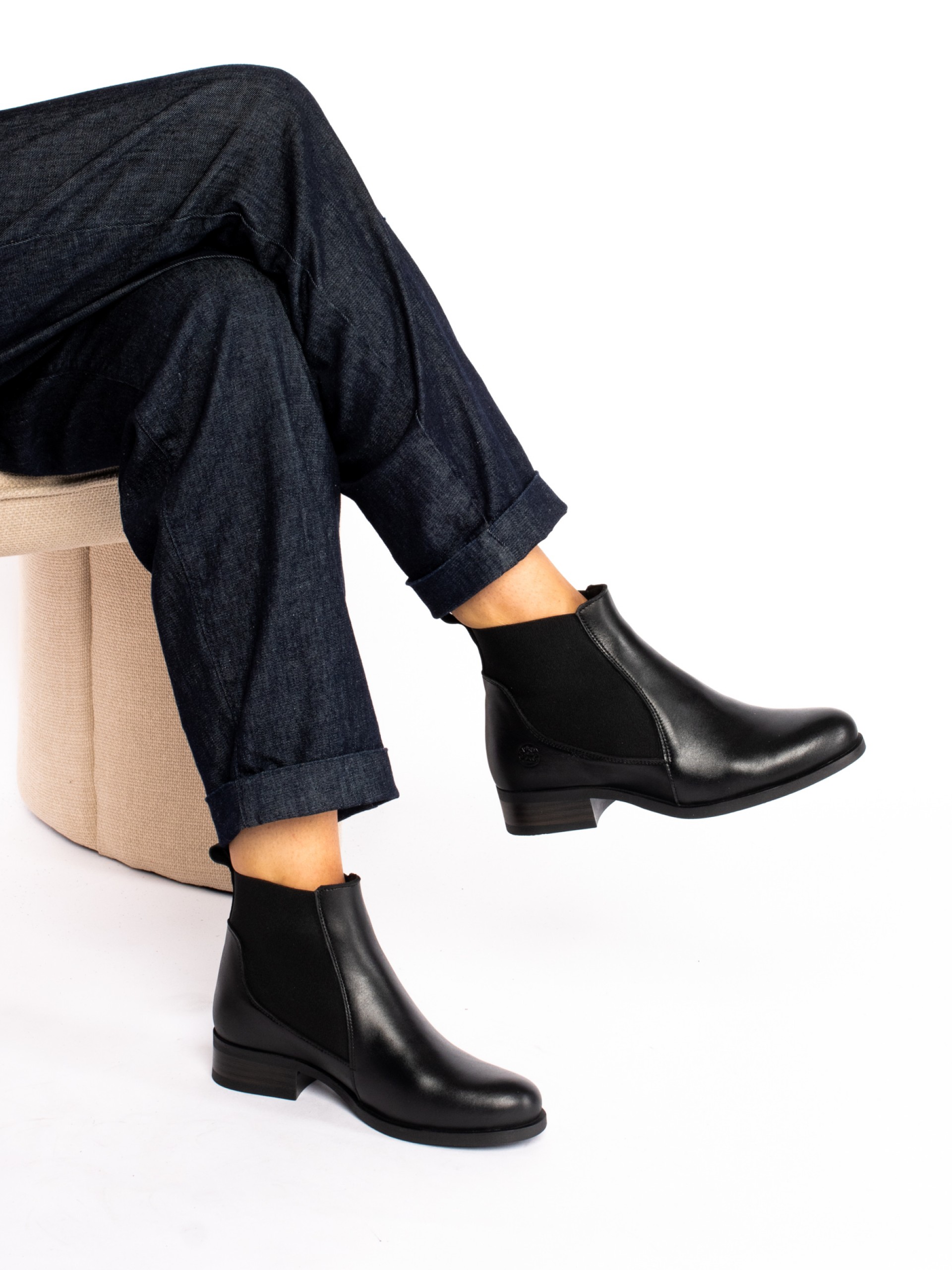 Leather Ankle Boot with Elastic