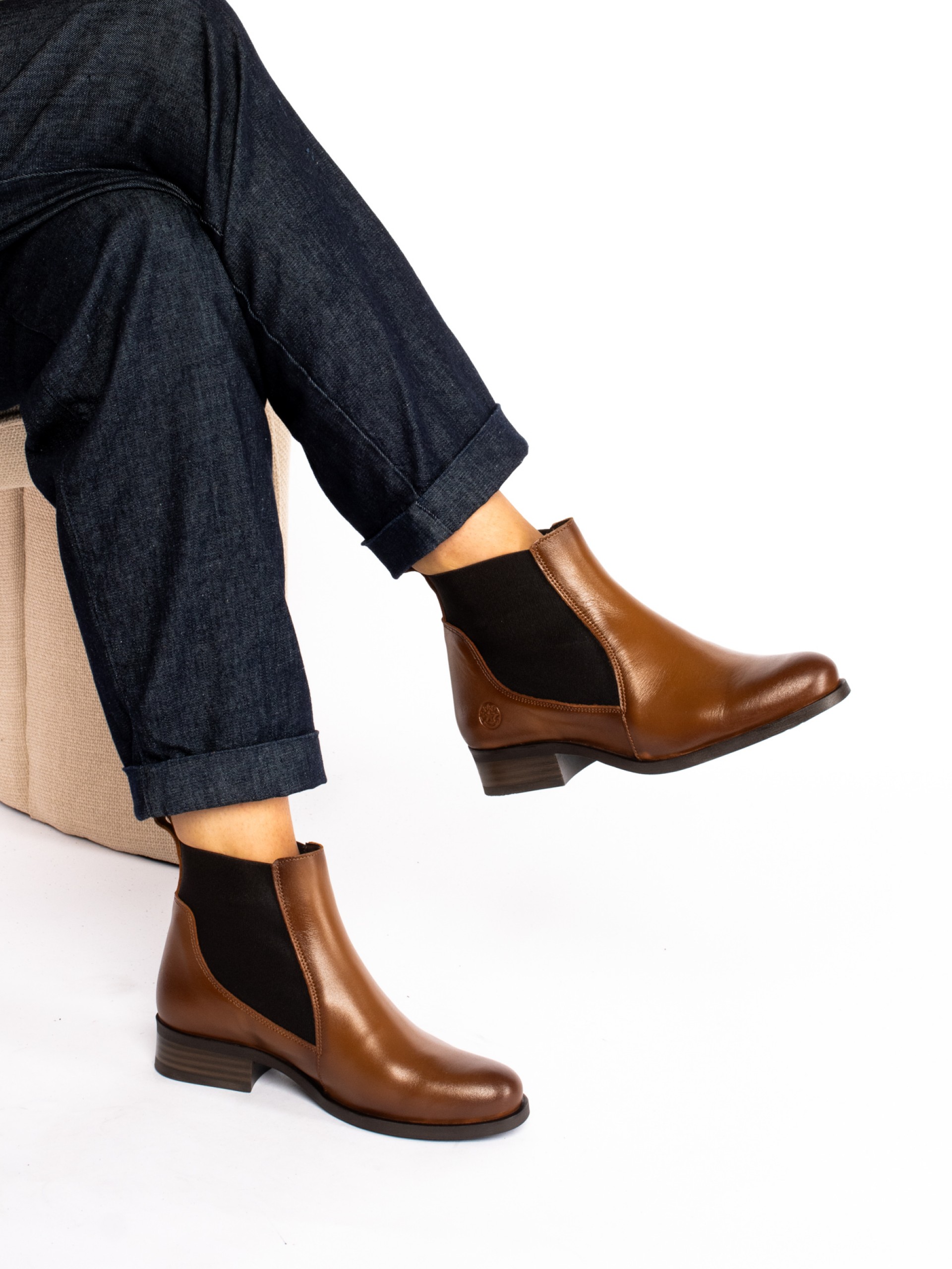 Leather Ankle Boot with Elastic