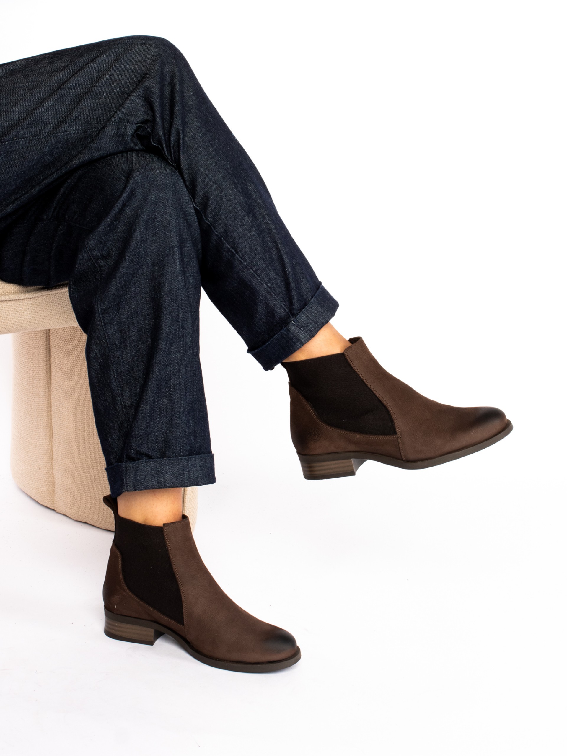 Nubuck Ankle Boot with Elastic