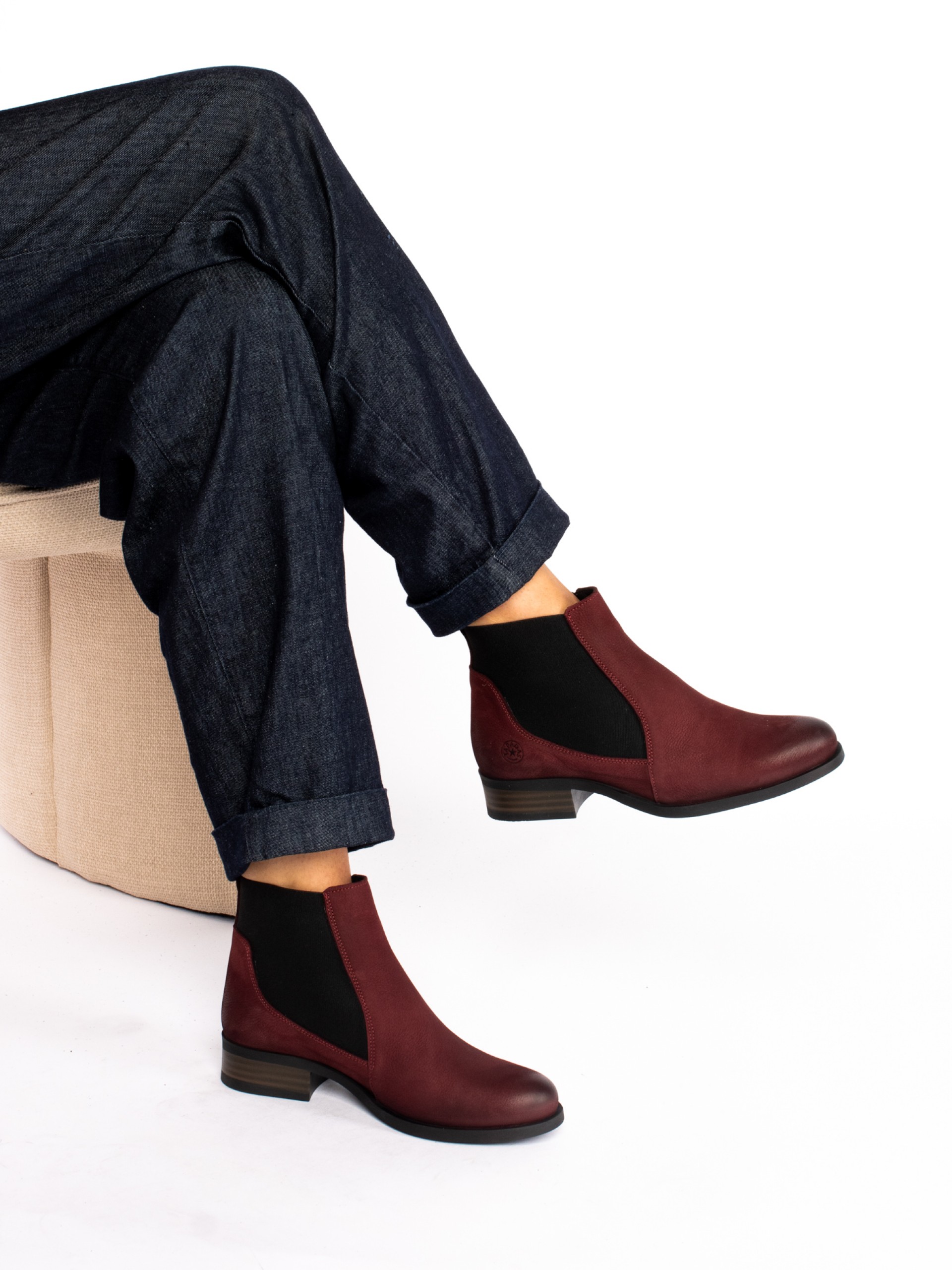 Nubuck Ankle Boot with Elastic