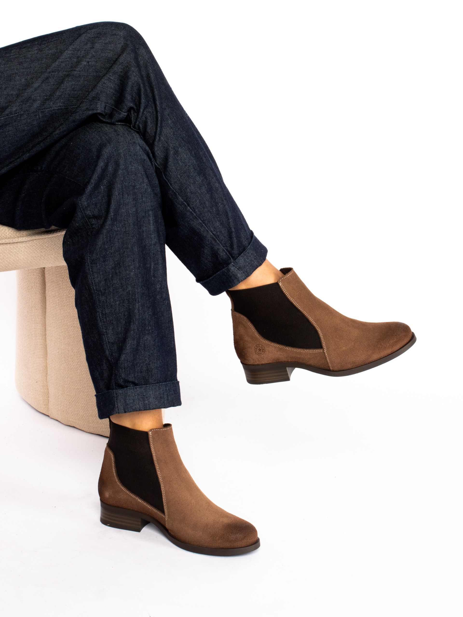 Suede Ankle Boot with Elastic