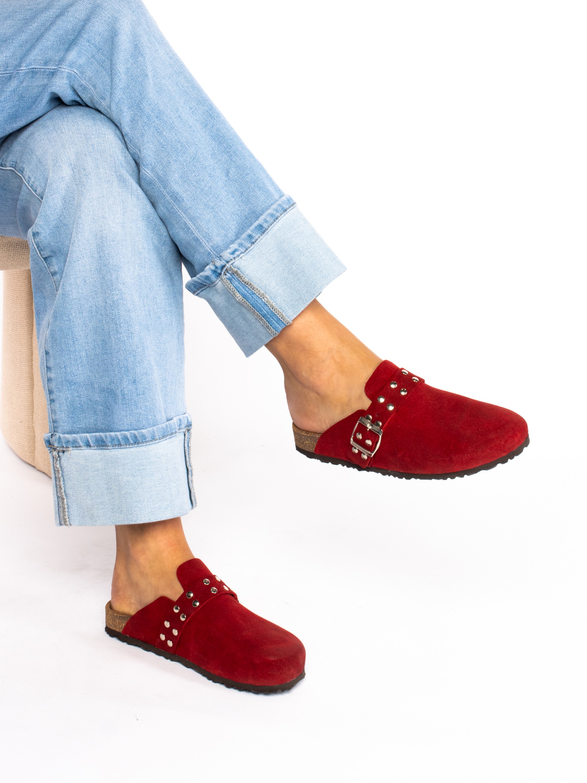 Suede Clogs with Studs