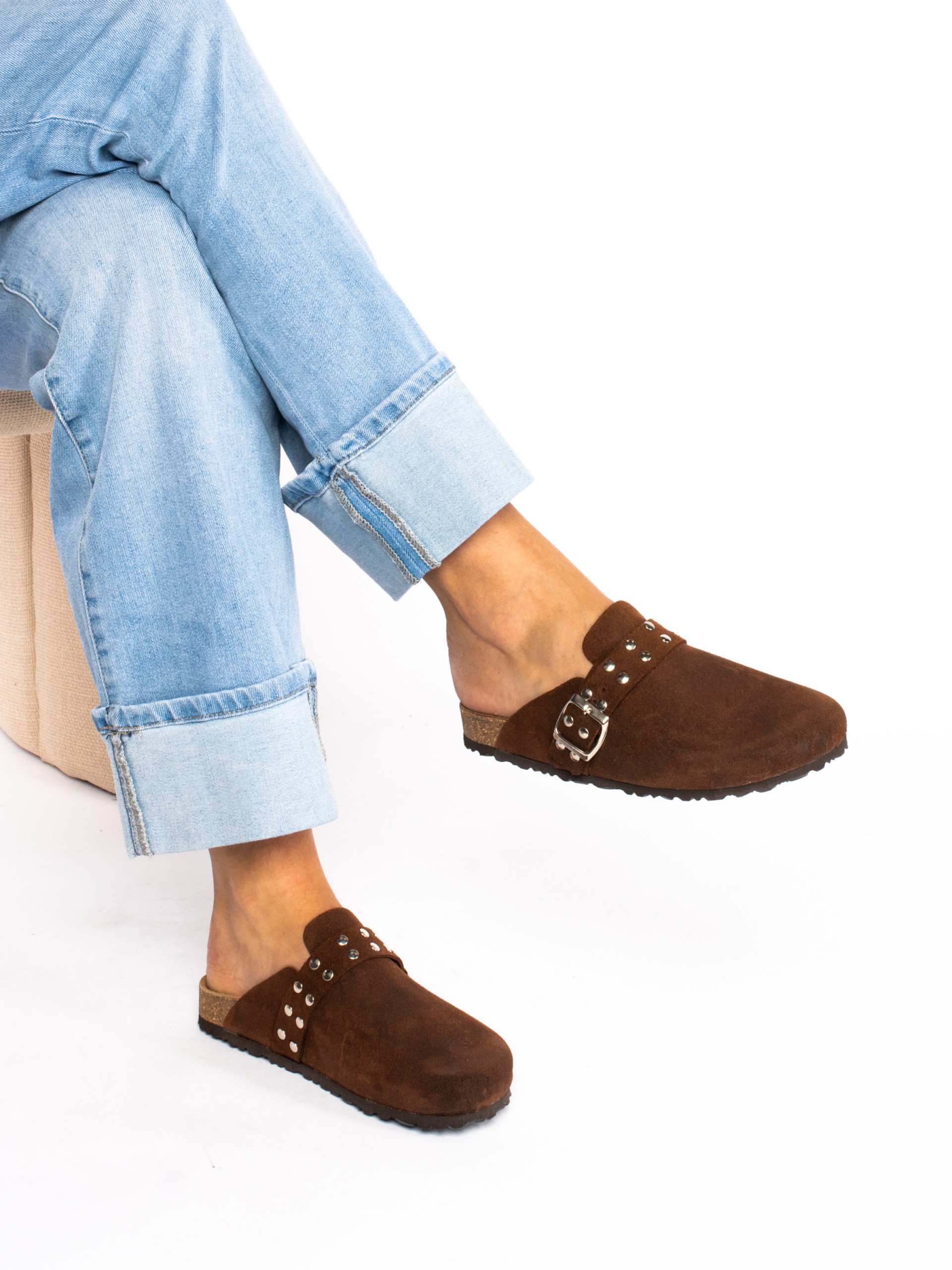 Suede Clogs with Studs