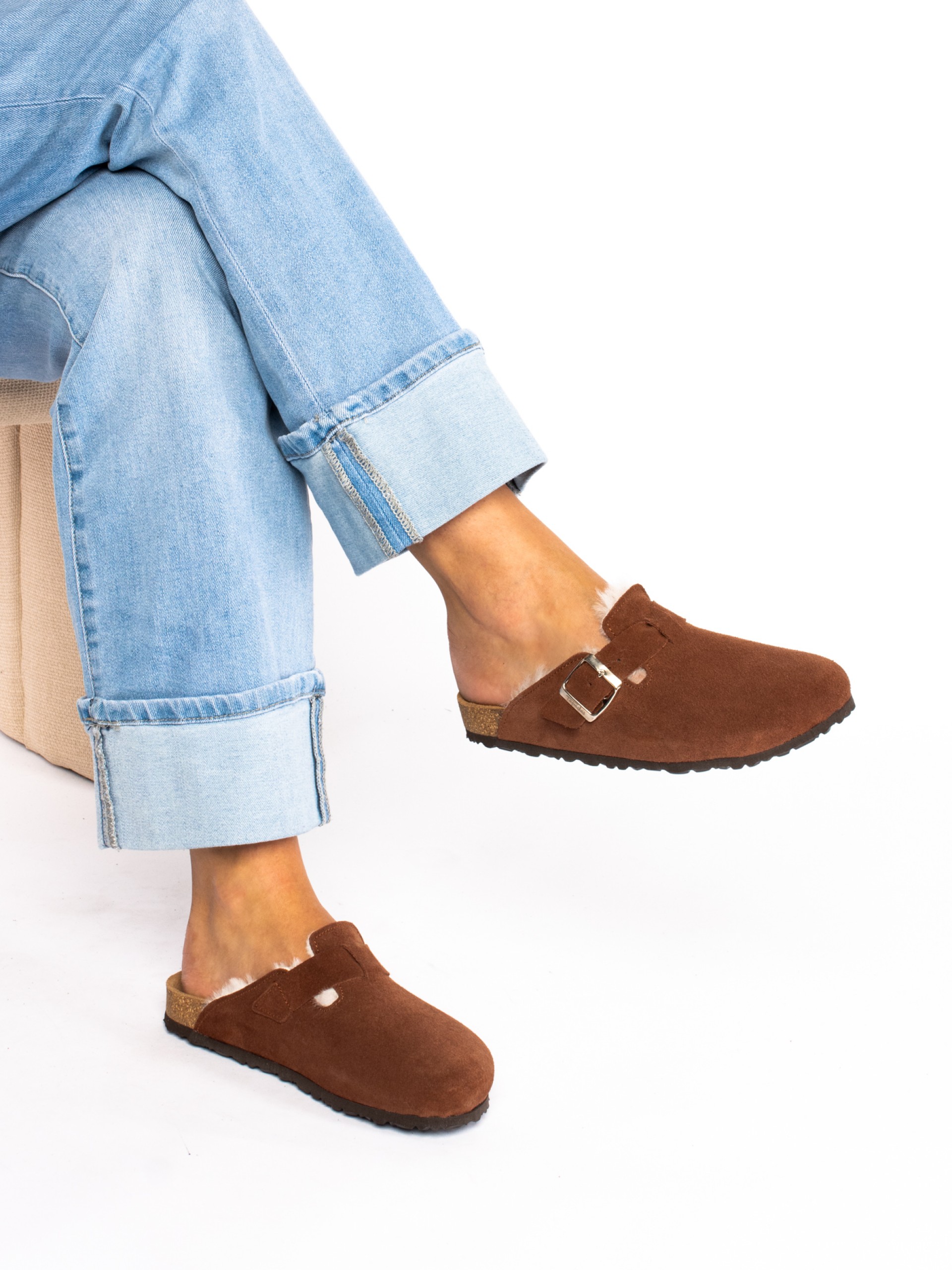 Clogs em Camurça com Pêlo