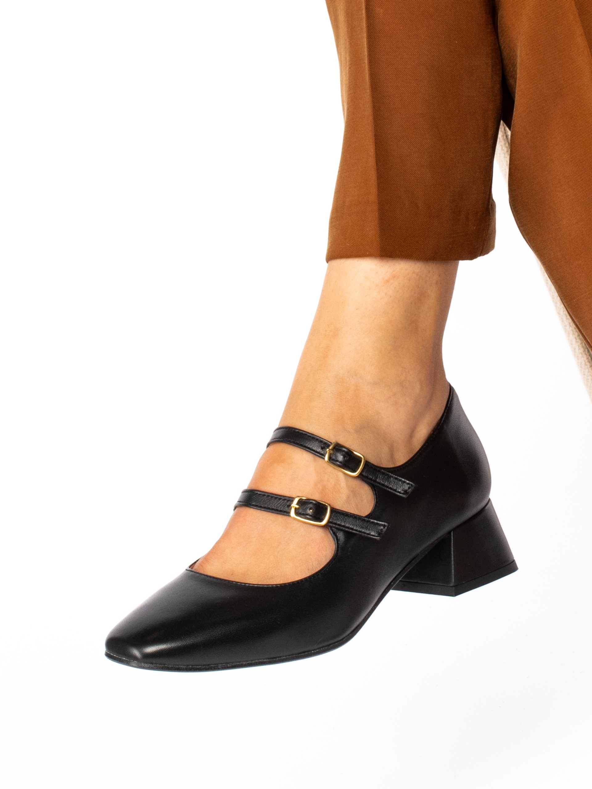 Sapato Salto Médio Pele