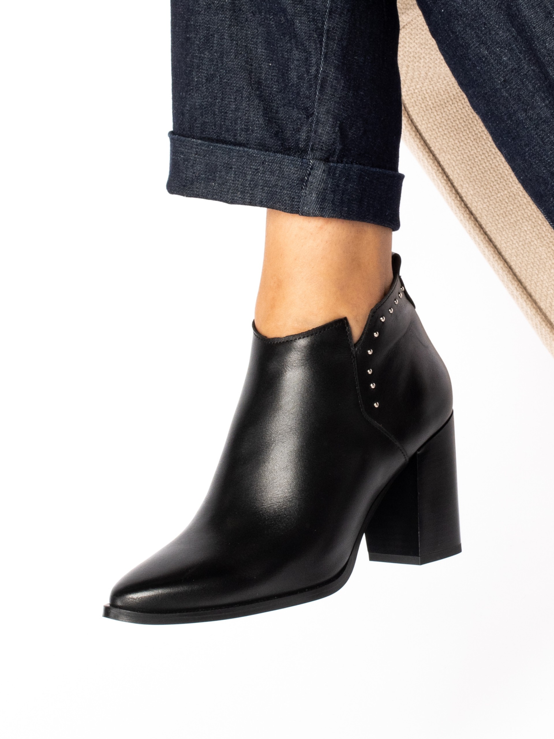 Leather Ankle Boots with Studs