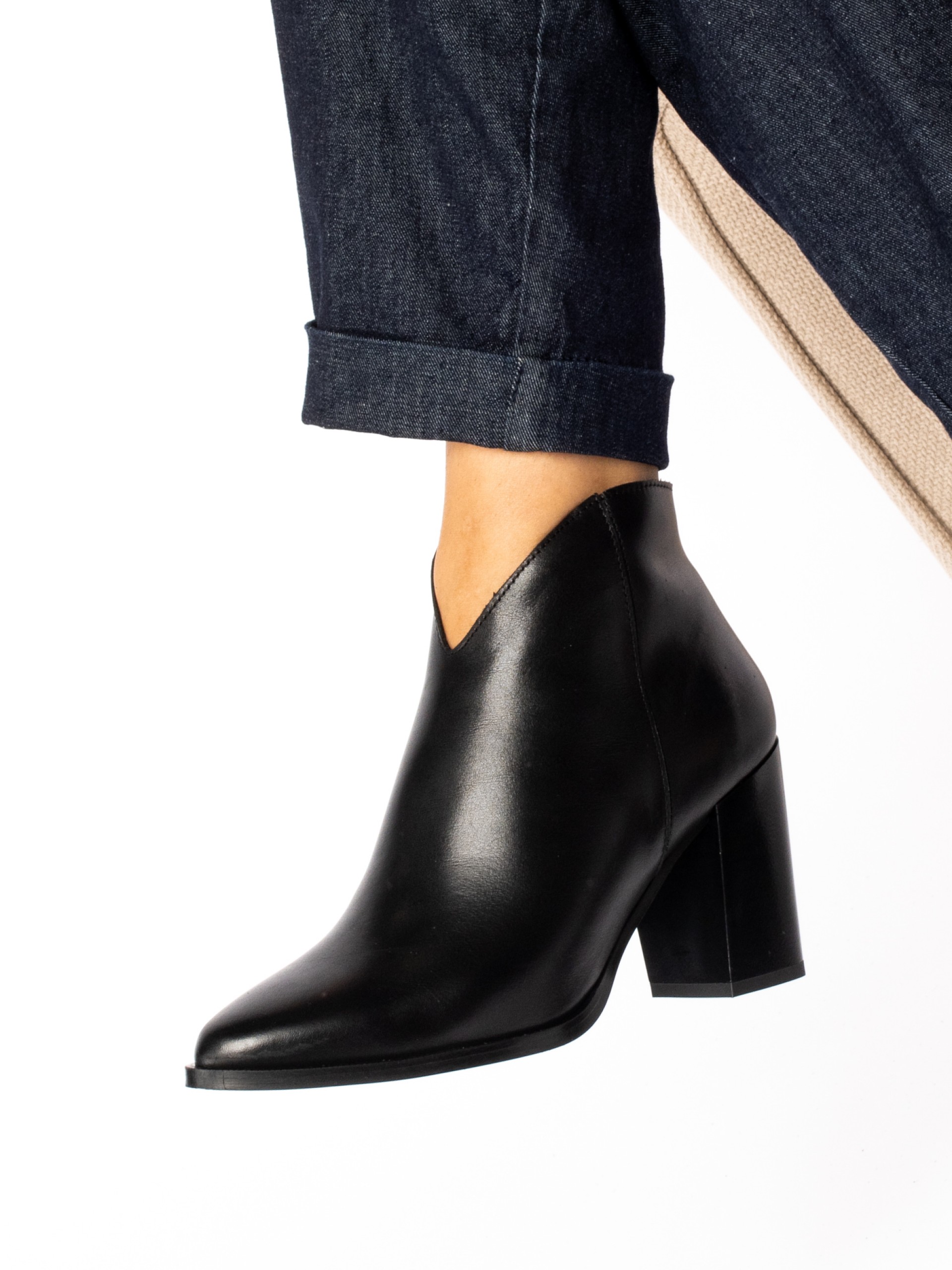 Leather High Heel Ankle Boots