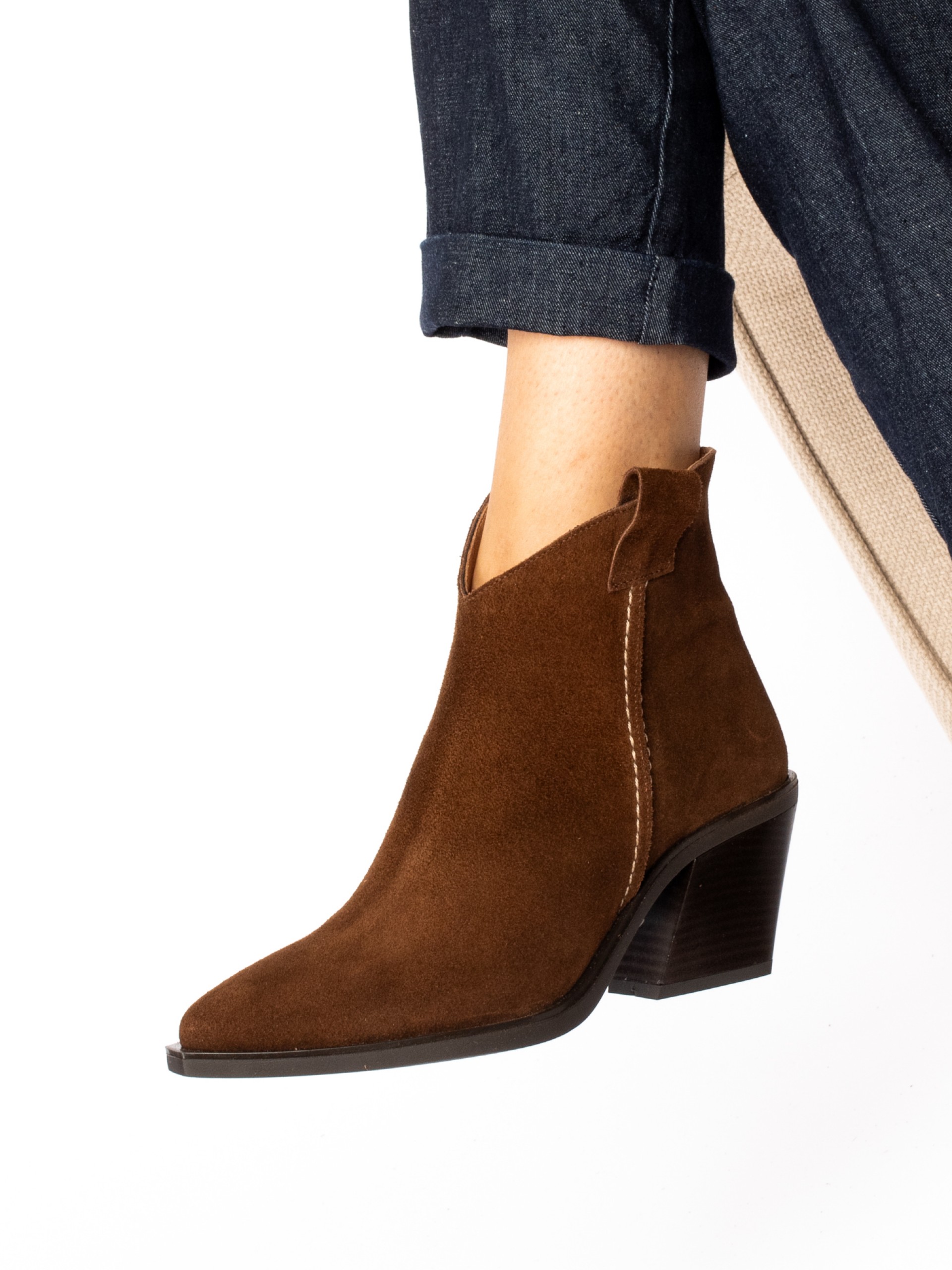 Suede Texan Ankle Boots