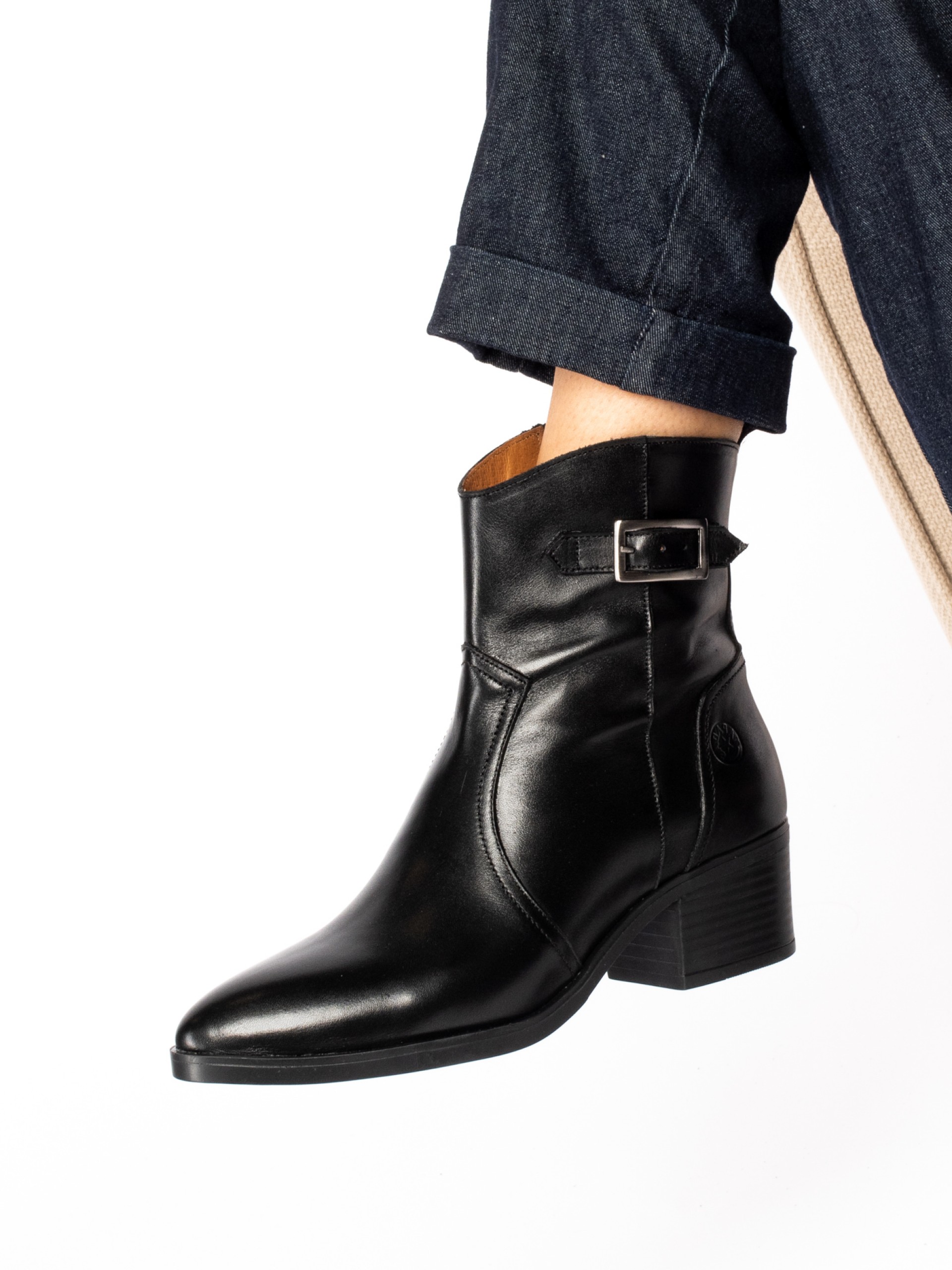 Leather Ankle Boot with Buckle
