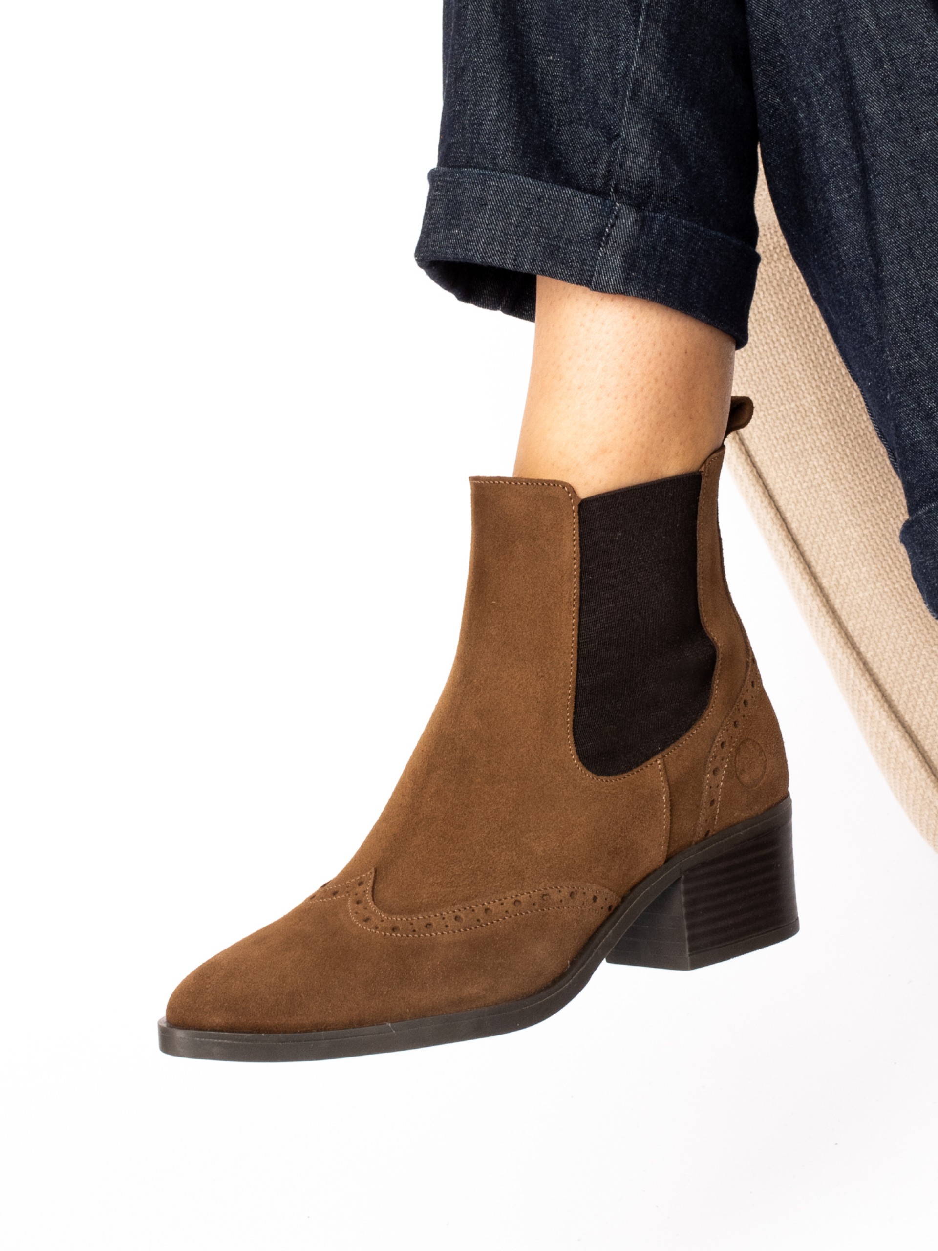 Suede Ankle Boots with Covered Elastic
