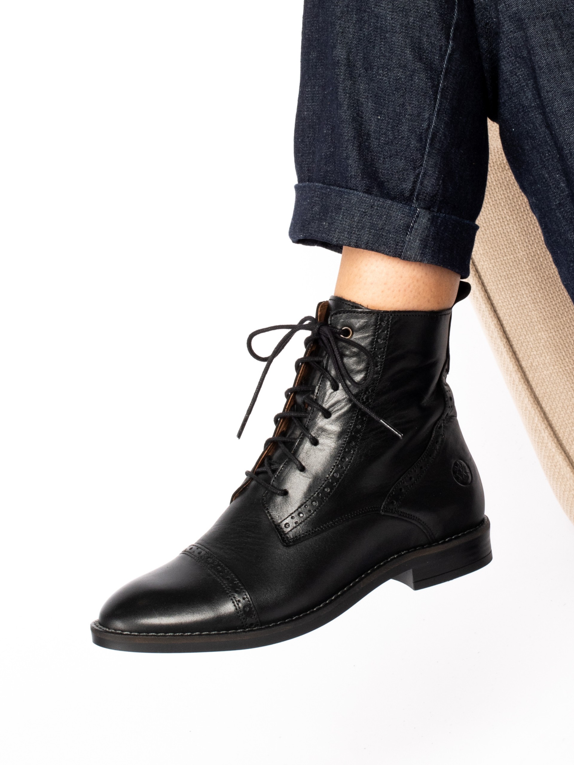 Leather Oxford Ankle Boots