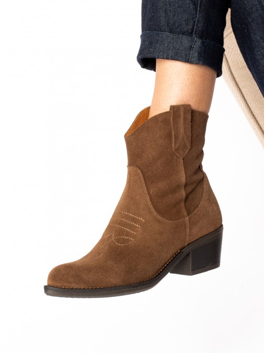 Suede Western Ankle Boots