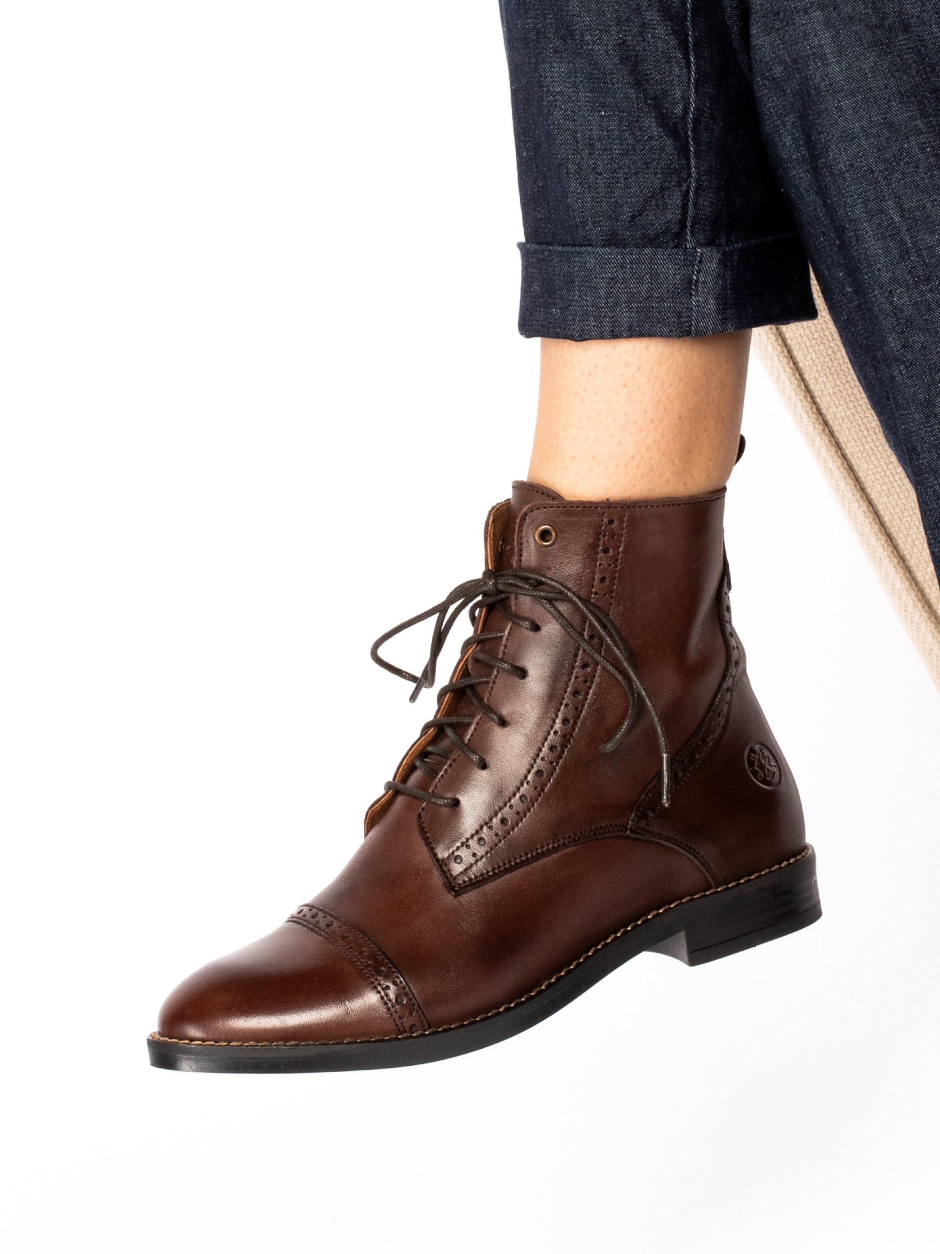 Leather Oxford Ankle Boots
