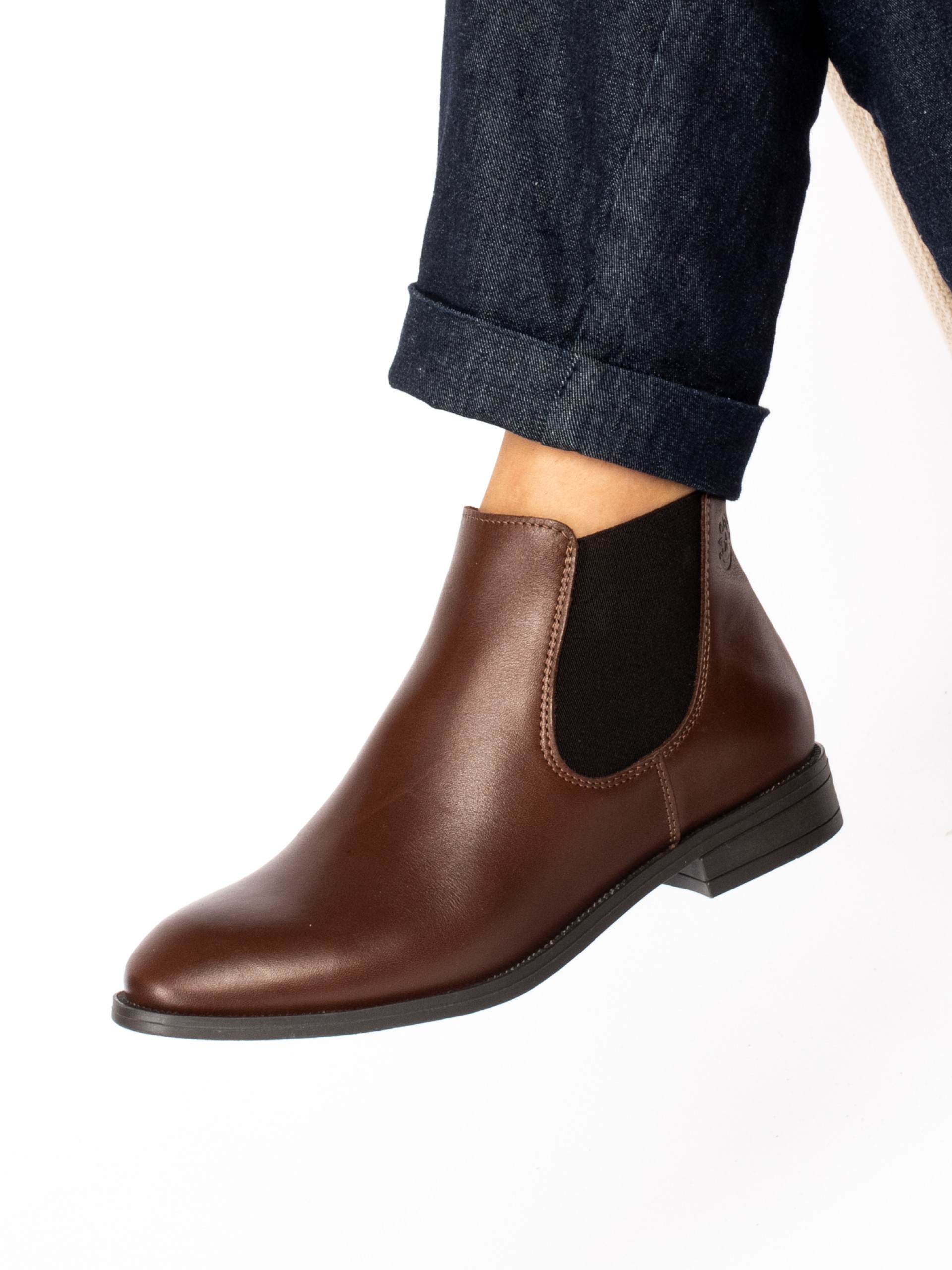 Leather Elastic Ankle Boot