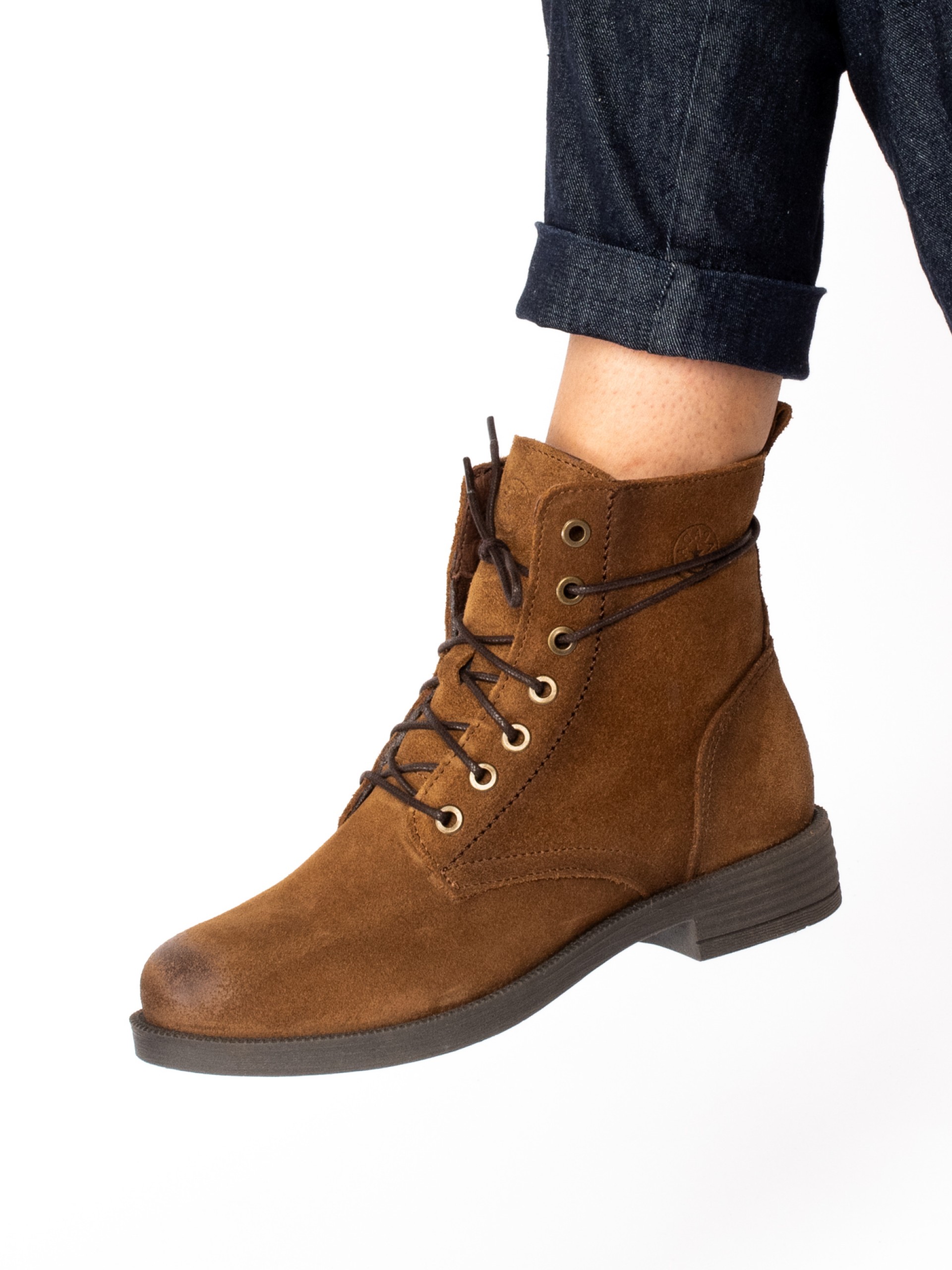 Suede military boot