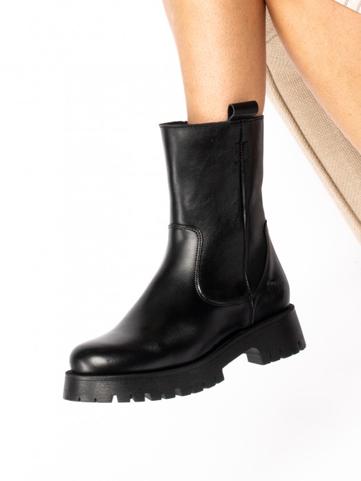 Thick-Soled Leather Boot