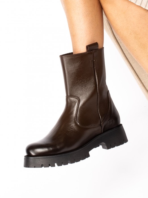 Thick-Soled Leather Boot