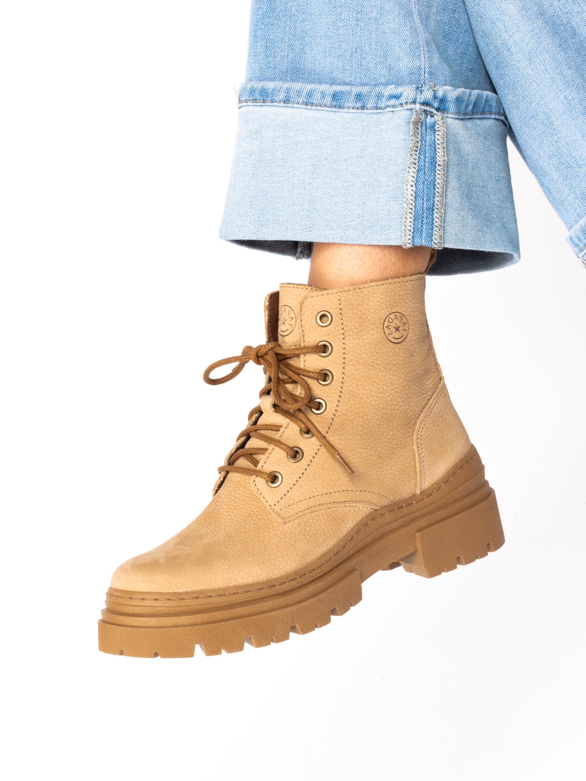 Military ankle boots with high soles