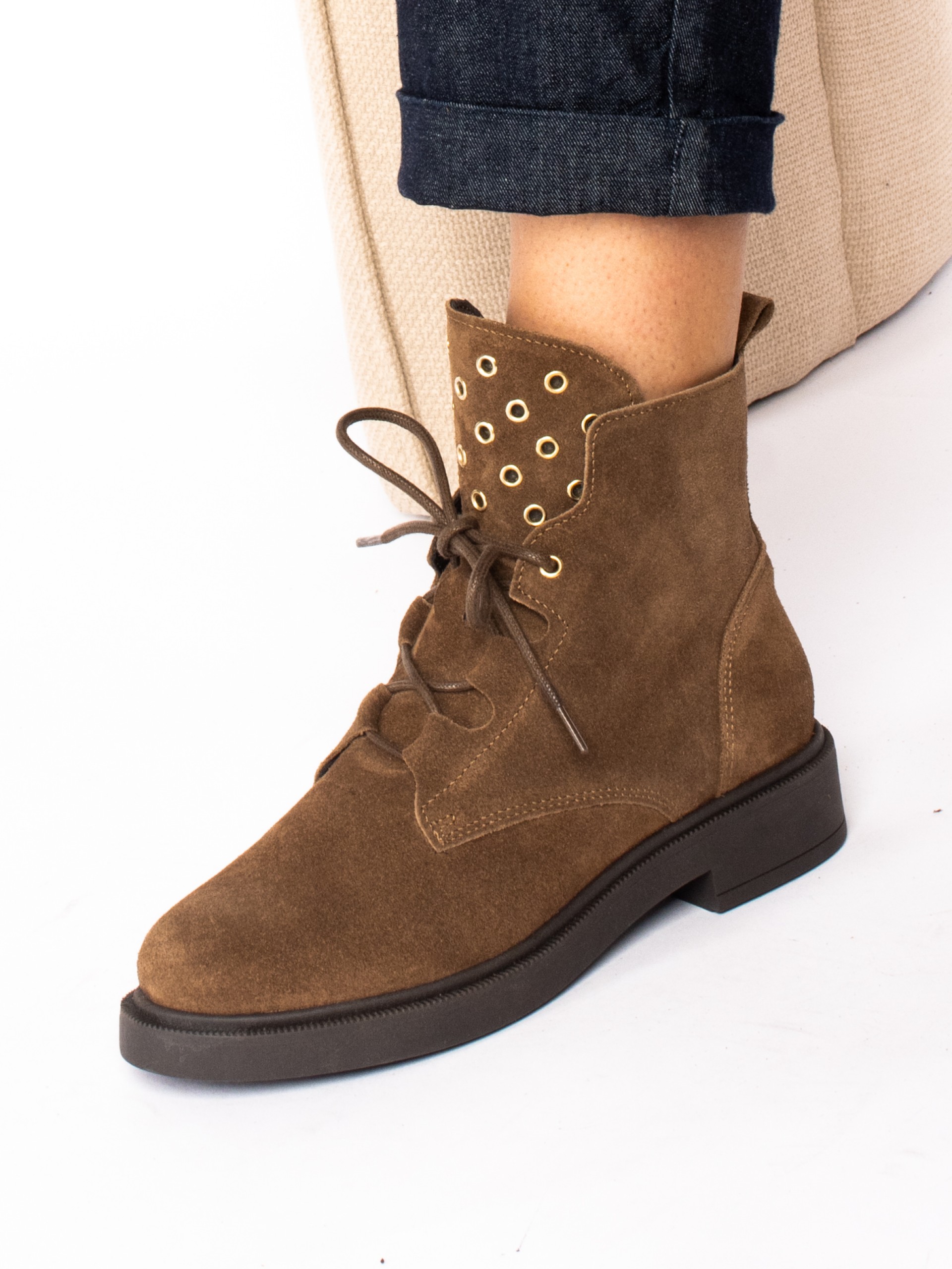 Suede lace-up boots