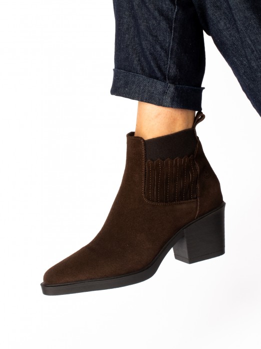 Suede Ankle Boot with Elastic