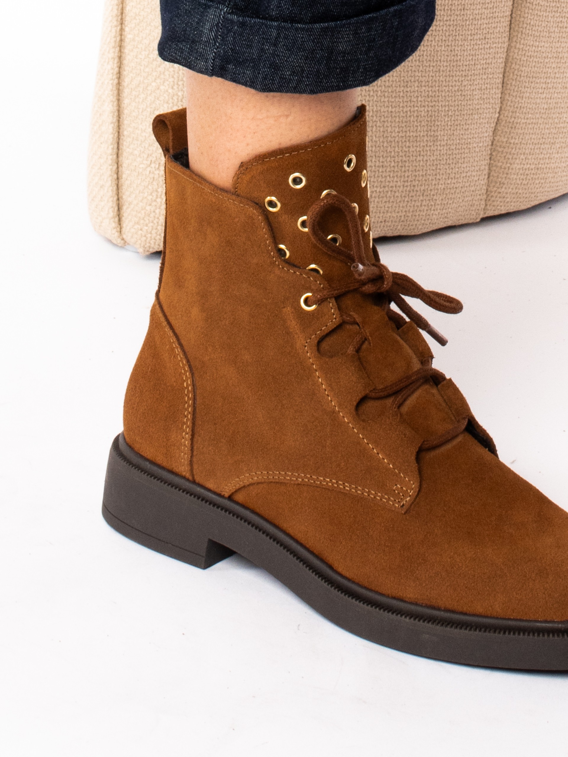 Suede lace-up boots