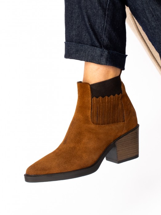 Suede Ankle Boot with Elastic