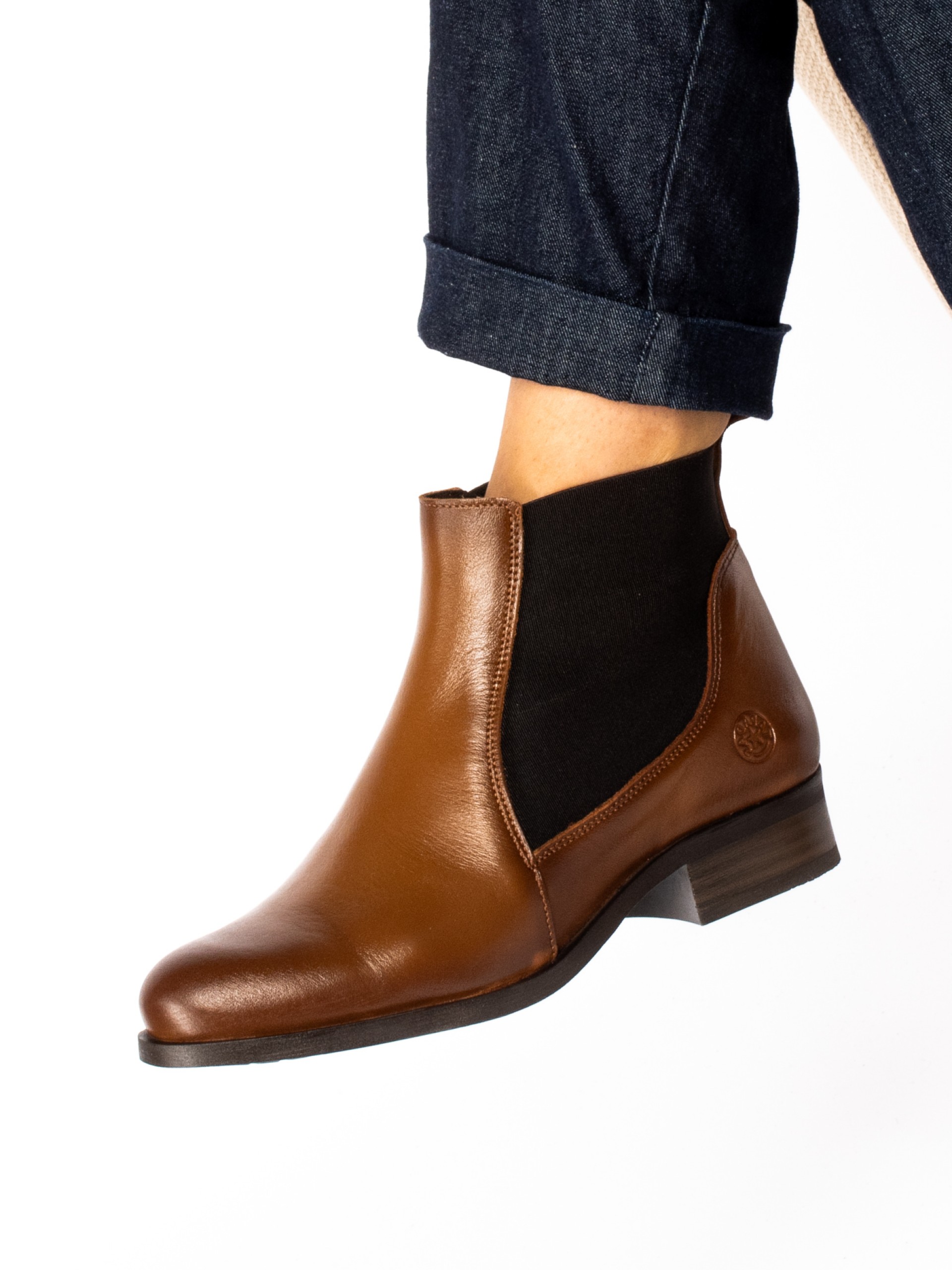Leather Ankle Boot with Elastic