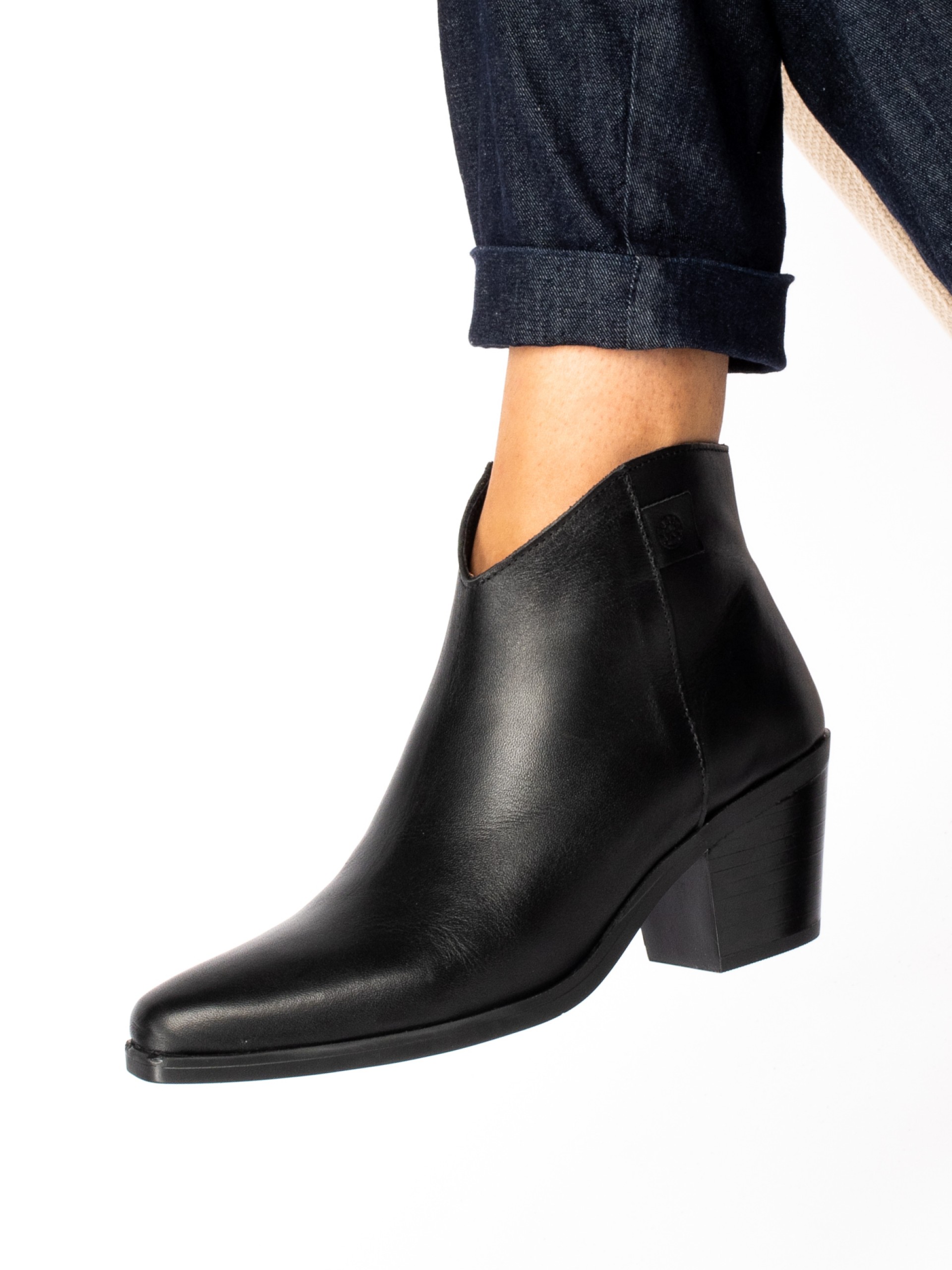 Leather High Heel Ankle Boots