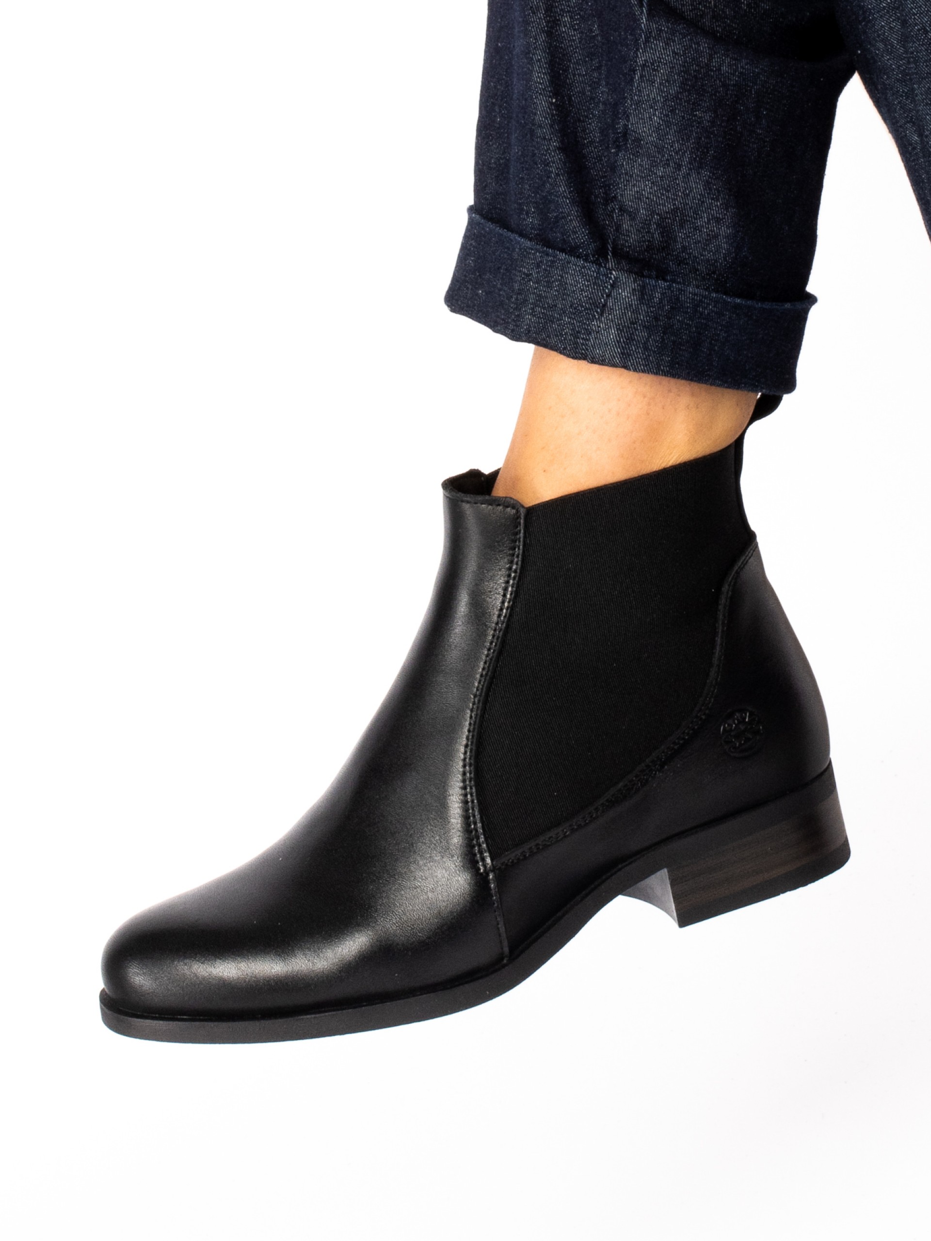 Leather Ankle Boot with Elastic