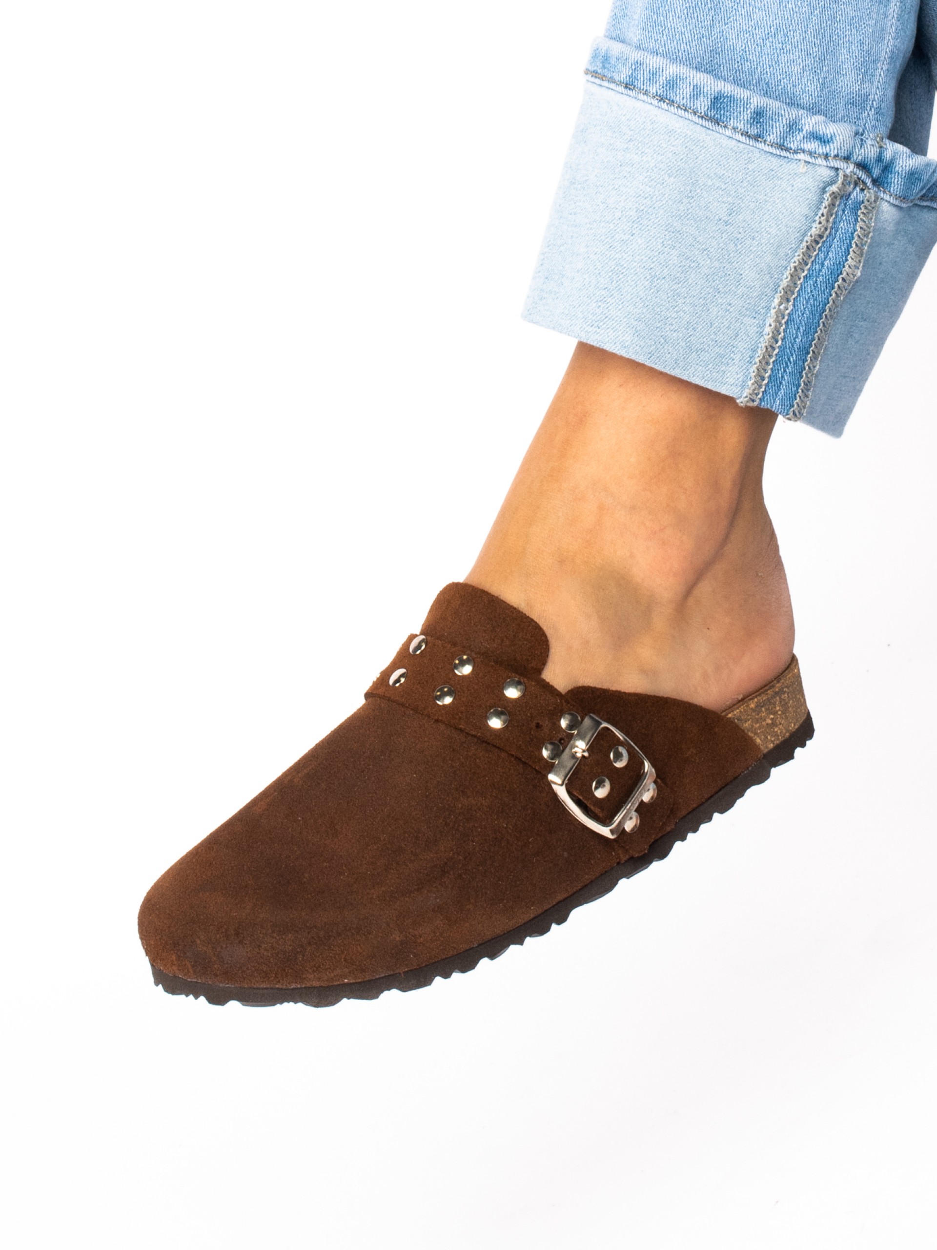 Suede Clogs with Studs