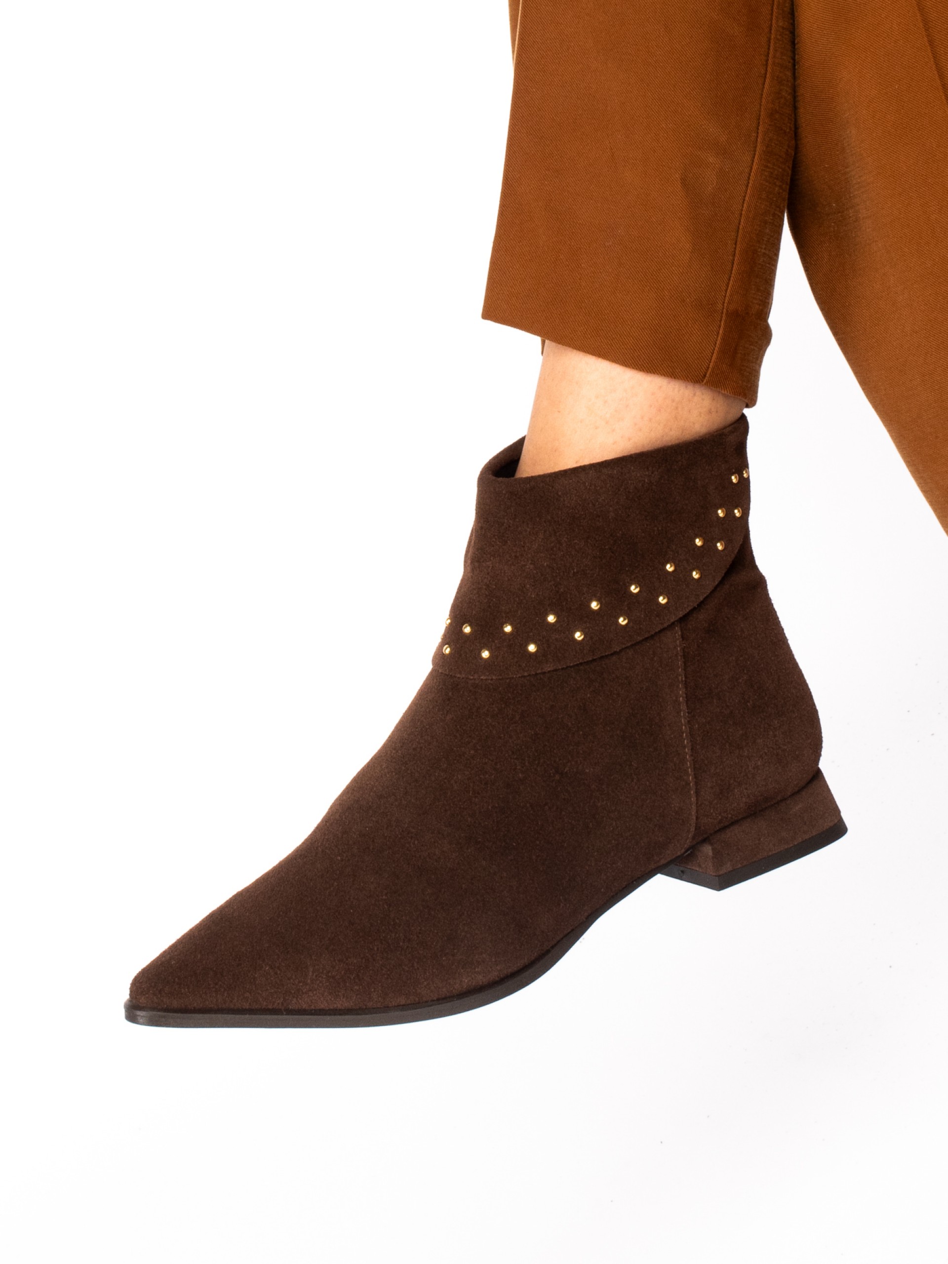 Short Suede Ankle Boot with Studs