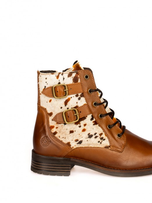 Military-style leather ankle boot