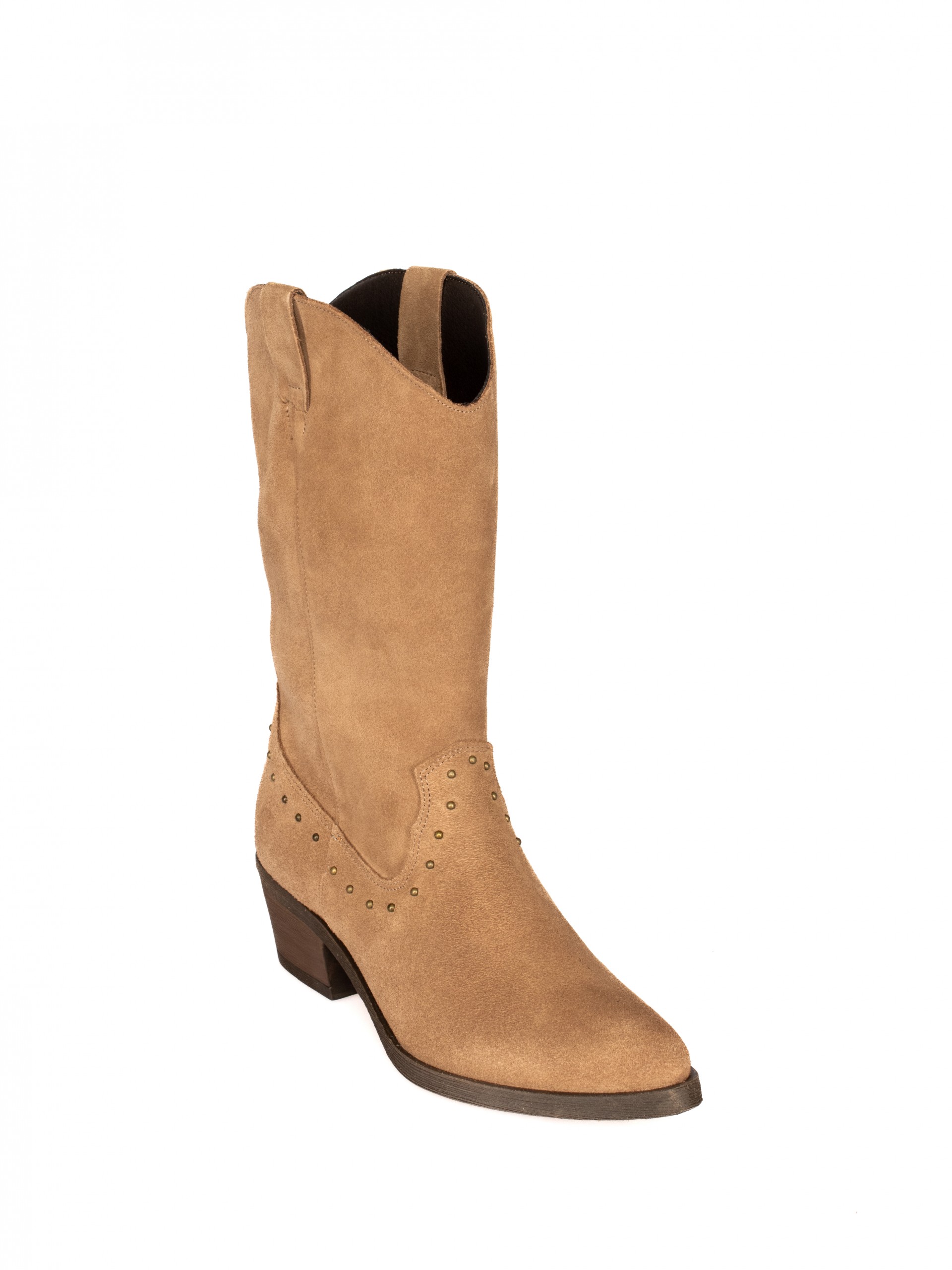 Bota texana em camurça com tachas