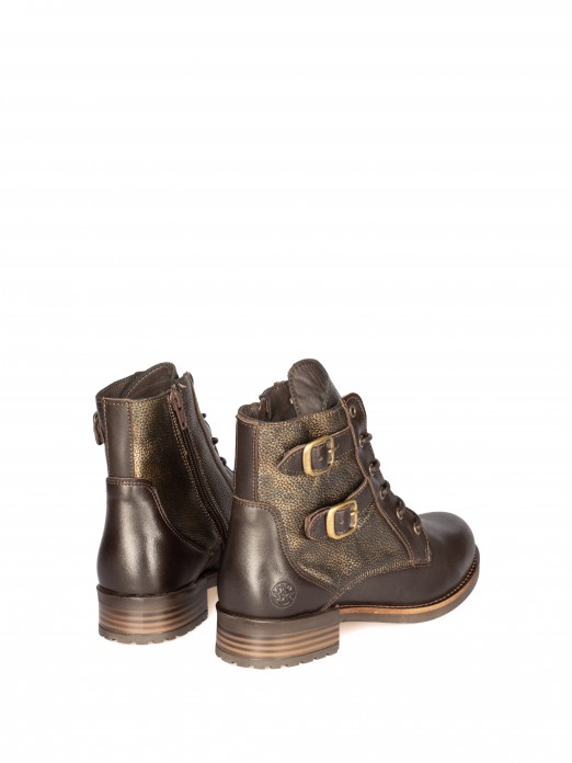 Military style leather ankle boots with fantasy Military style leather ankle boots with fantasy