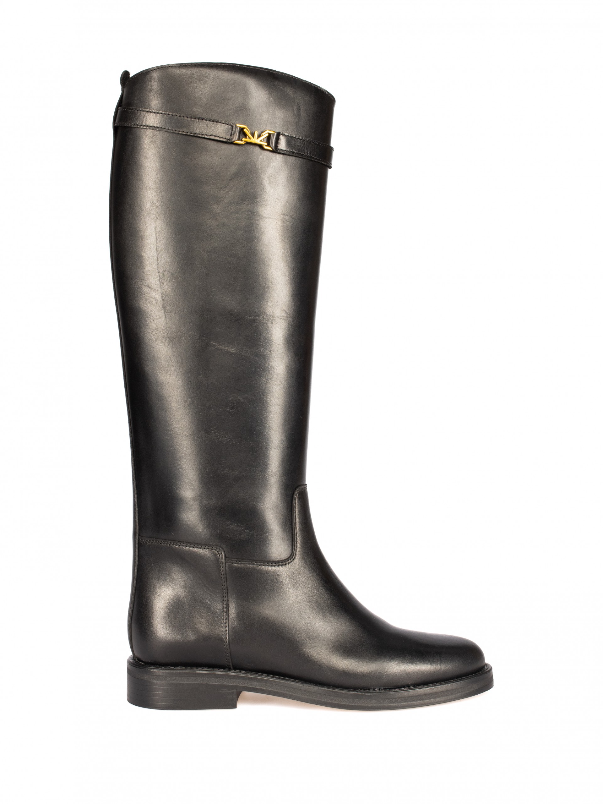 Bota Cano Alto em Pele com detalhe