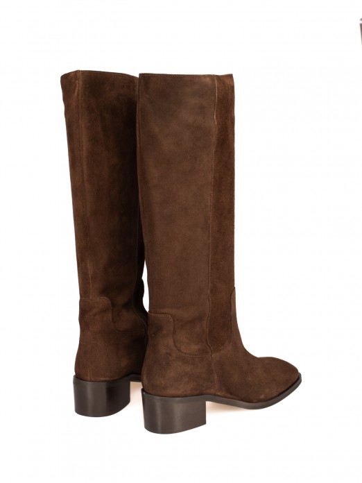 High-top suede boots